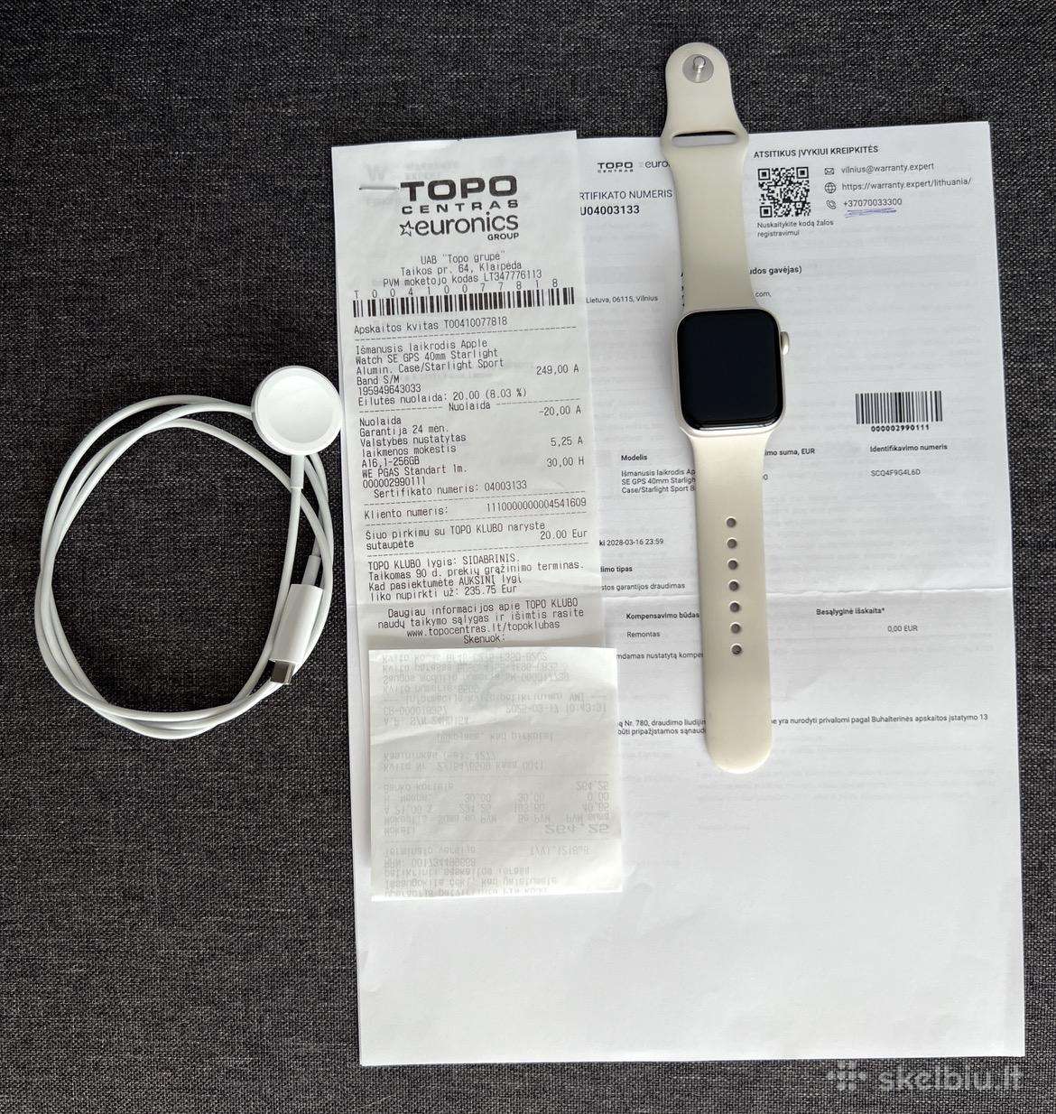 Apple Se 2 (2nd gen) 40 mm + garant. iki 2028 03