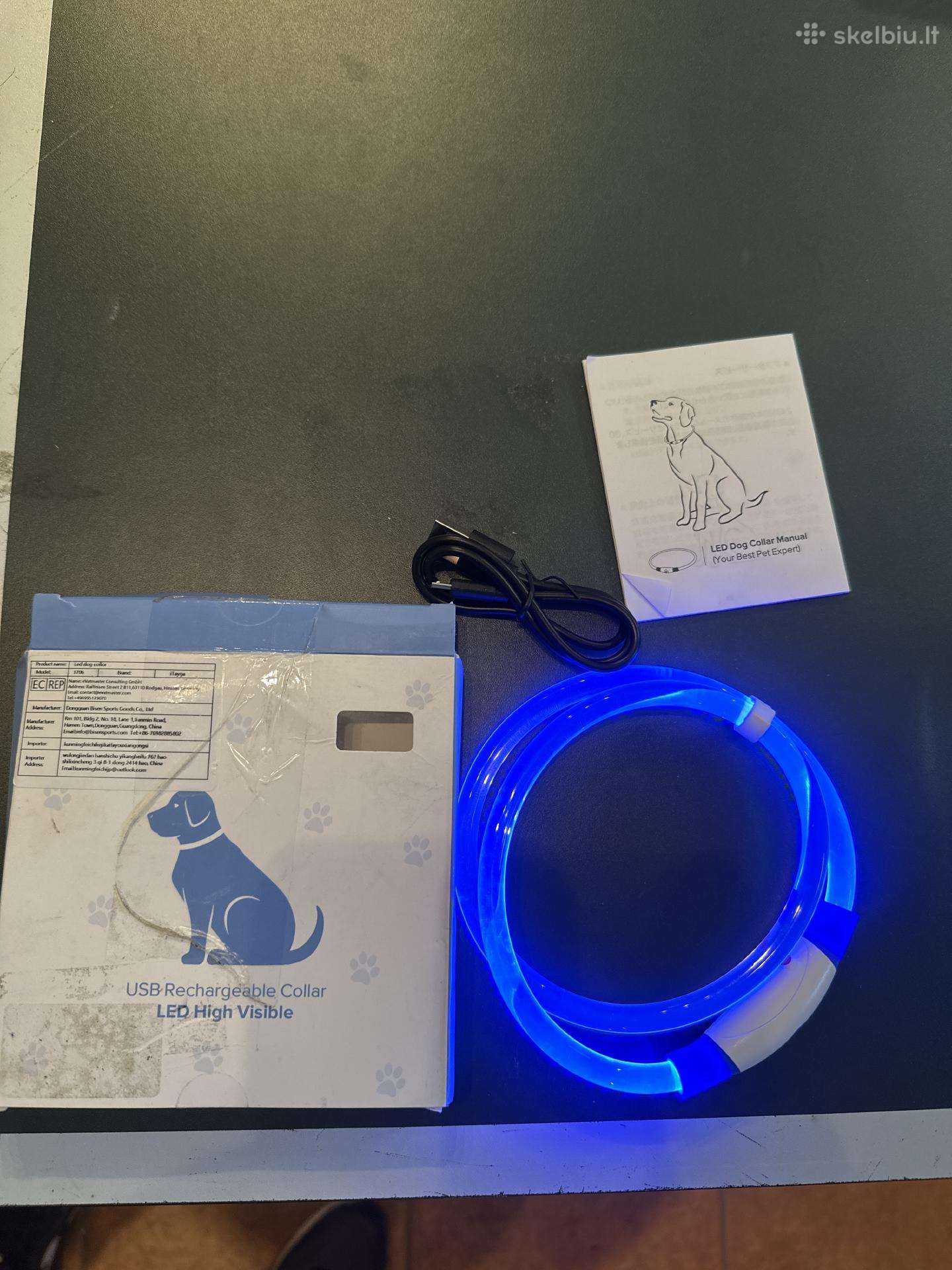 Usb įkraunamas LED antkaklis šuniui
