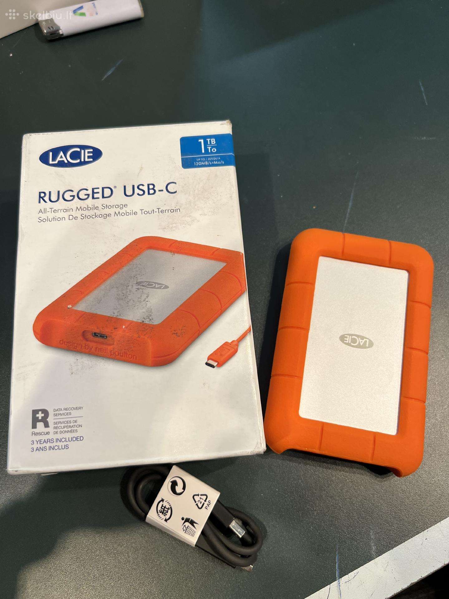 Naujas Lacie Rugged Usb-c 1tbišorinis kiet diskas