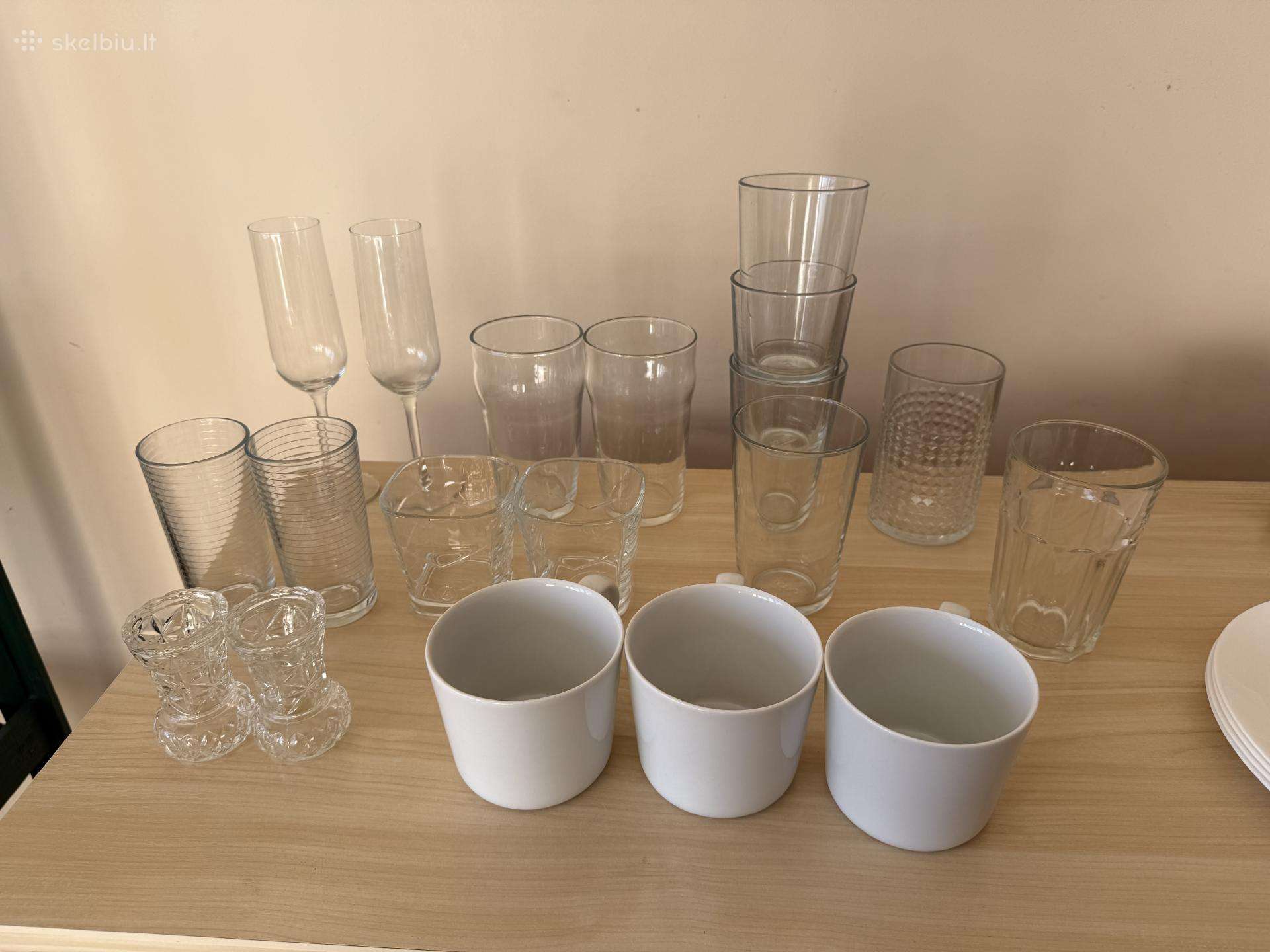 Įvairūs indai ir stiklinės (Ikea, Rok Porcelain)