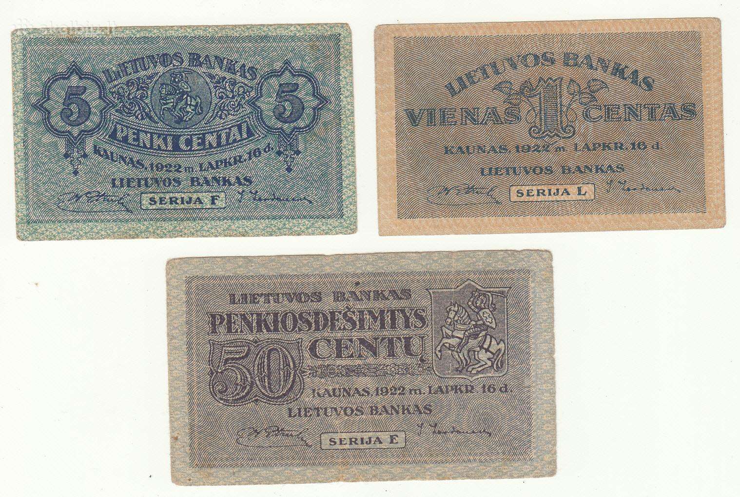 Smetoniški centai 1, 5, 50. 1922 lapkritis