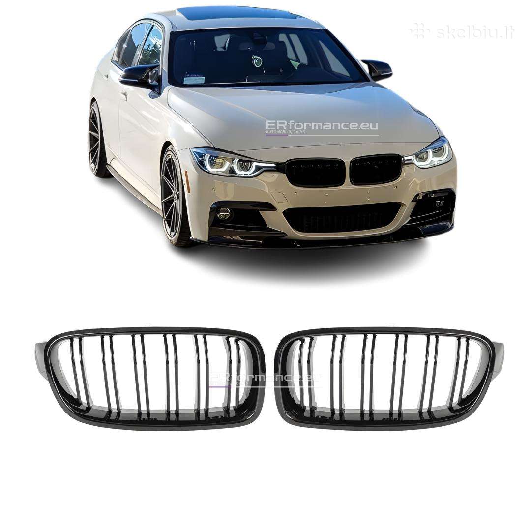 Bmw F30 F31 dvigubos grotelės, blizgios juodos