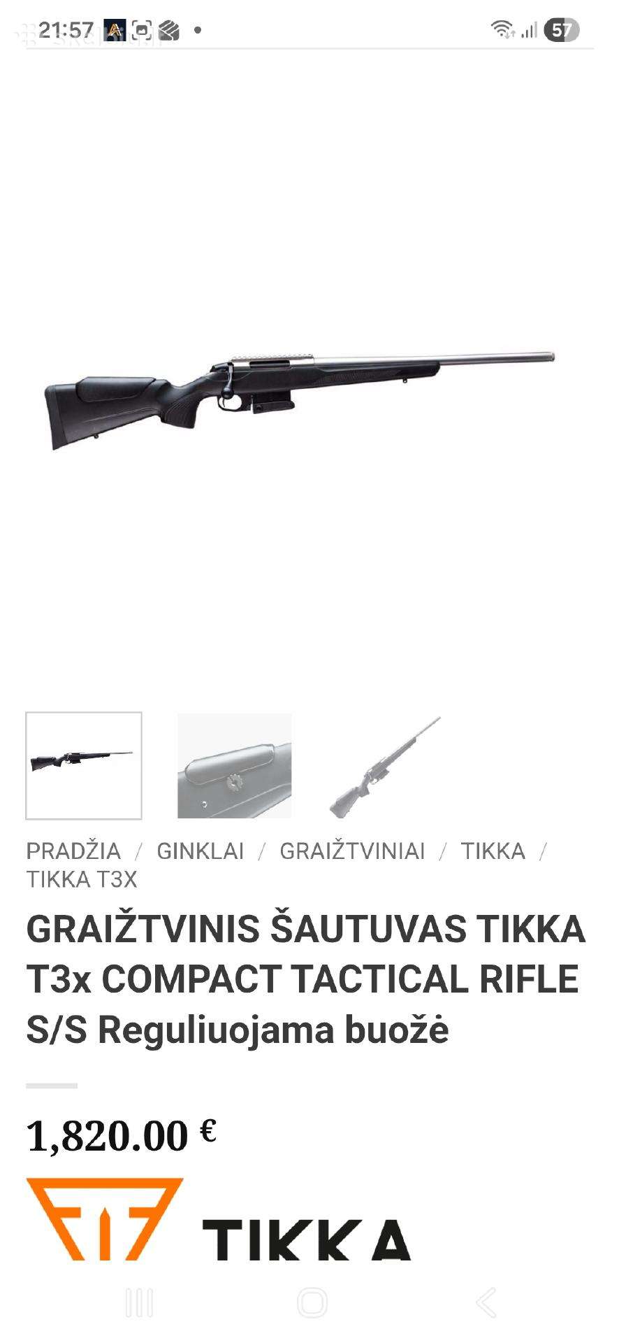 Tikka T3x compact tactical riffle S/s