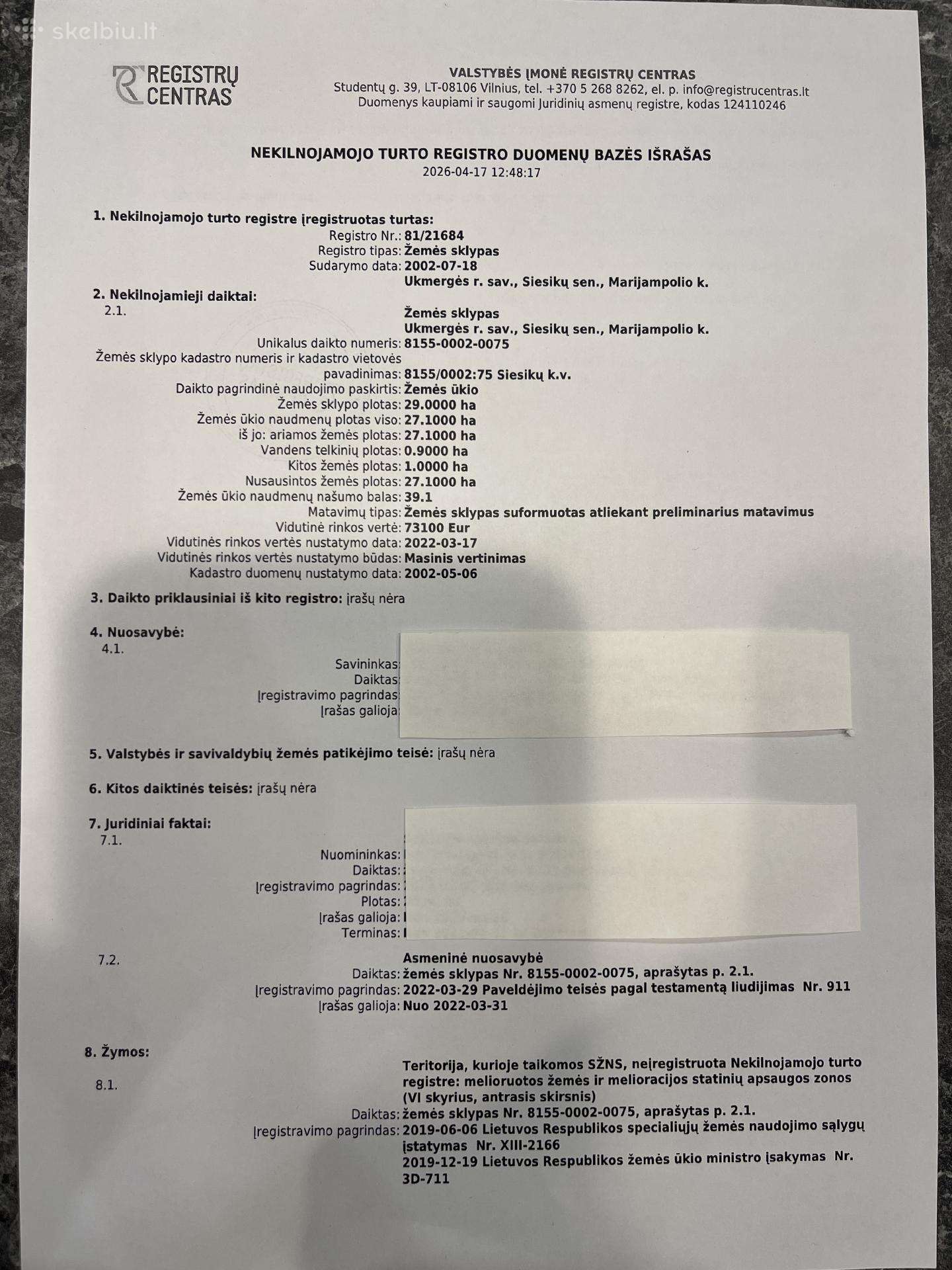 Zemes ukio paskirties sklypas 29ha