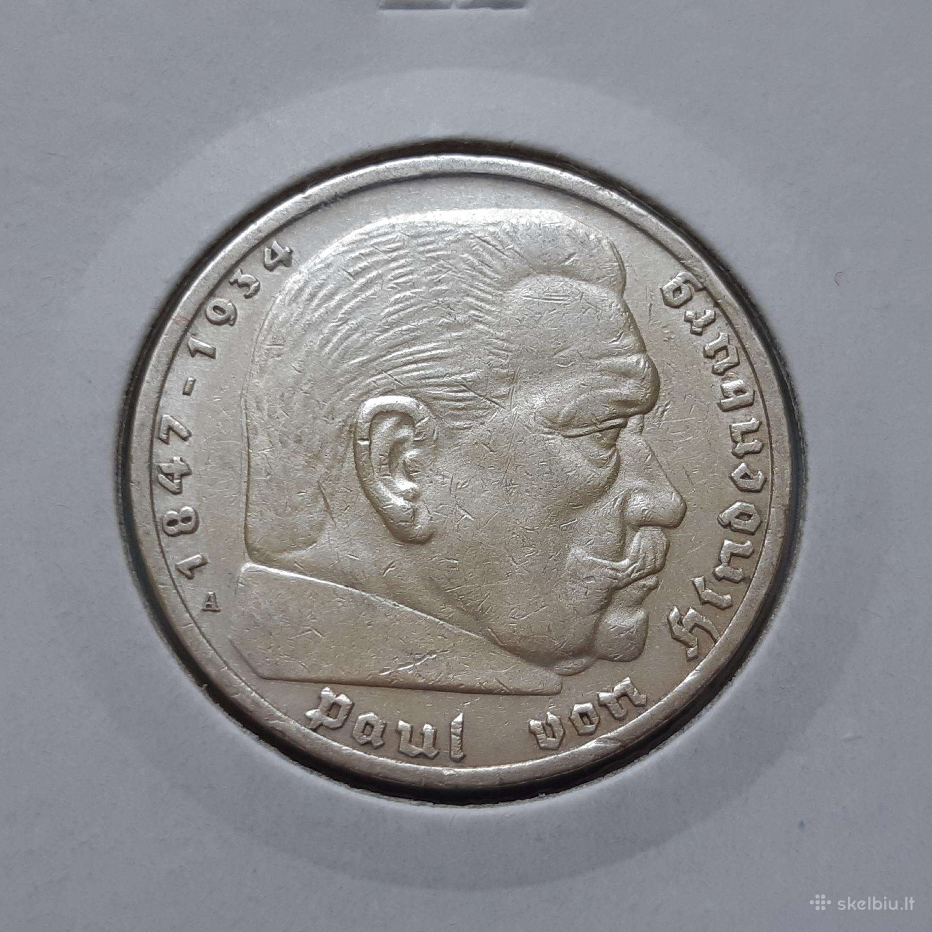 Vokietija 5 reichsmarkės sidabras 1936 A