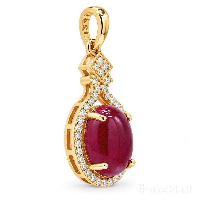 Geltono aukso pakabukas su natūraliu rubinu 2.77ct