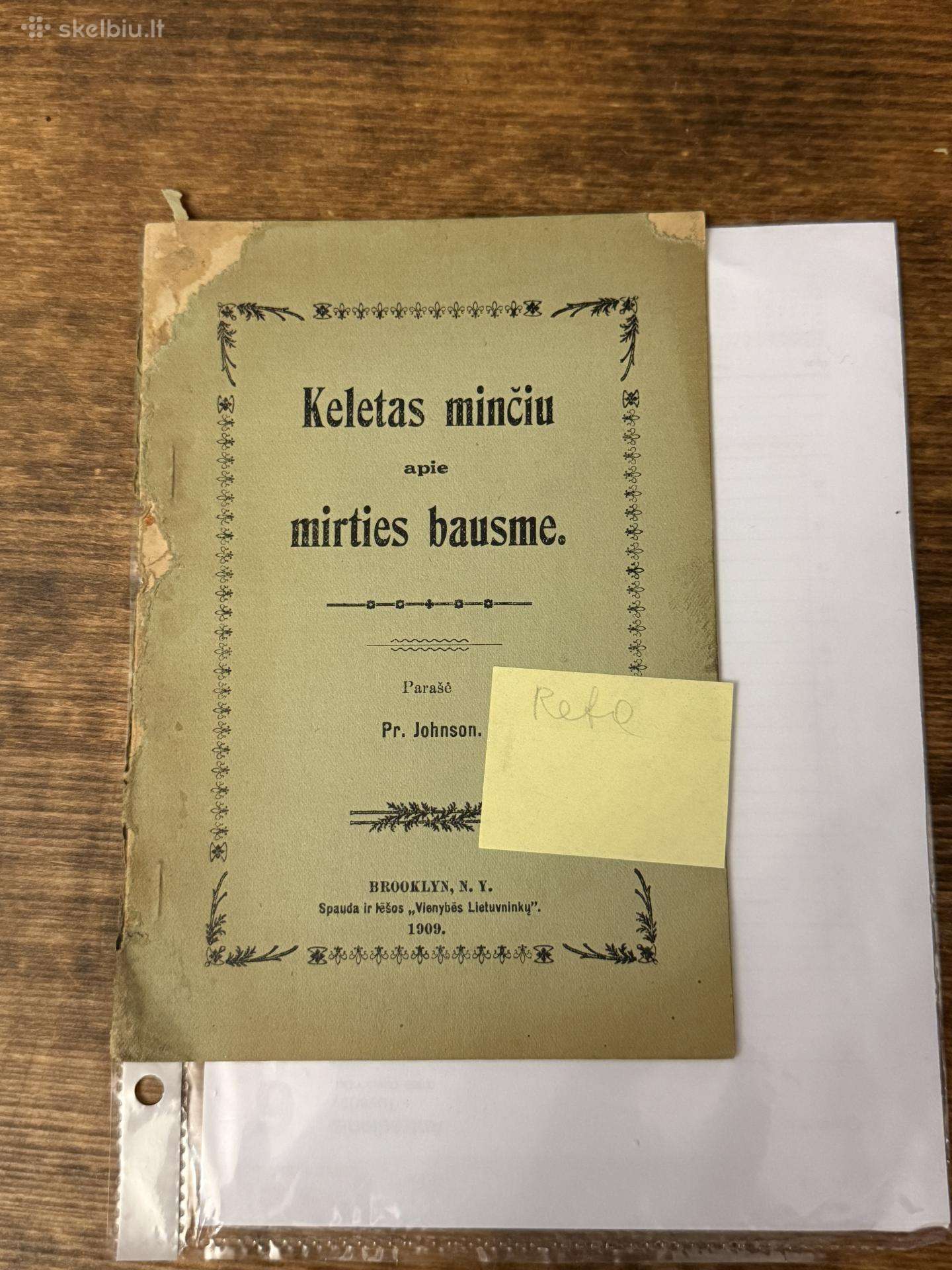 Keletas minčių apie mirties bausmę 1909 m.