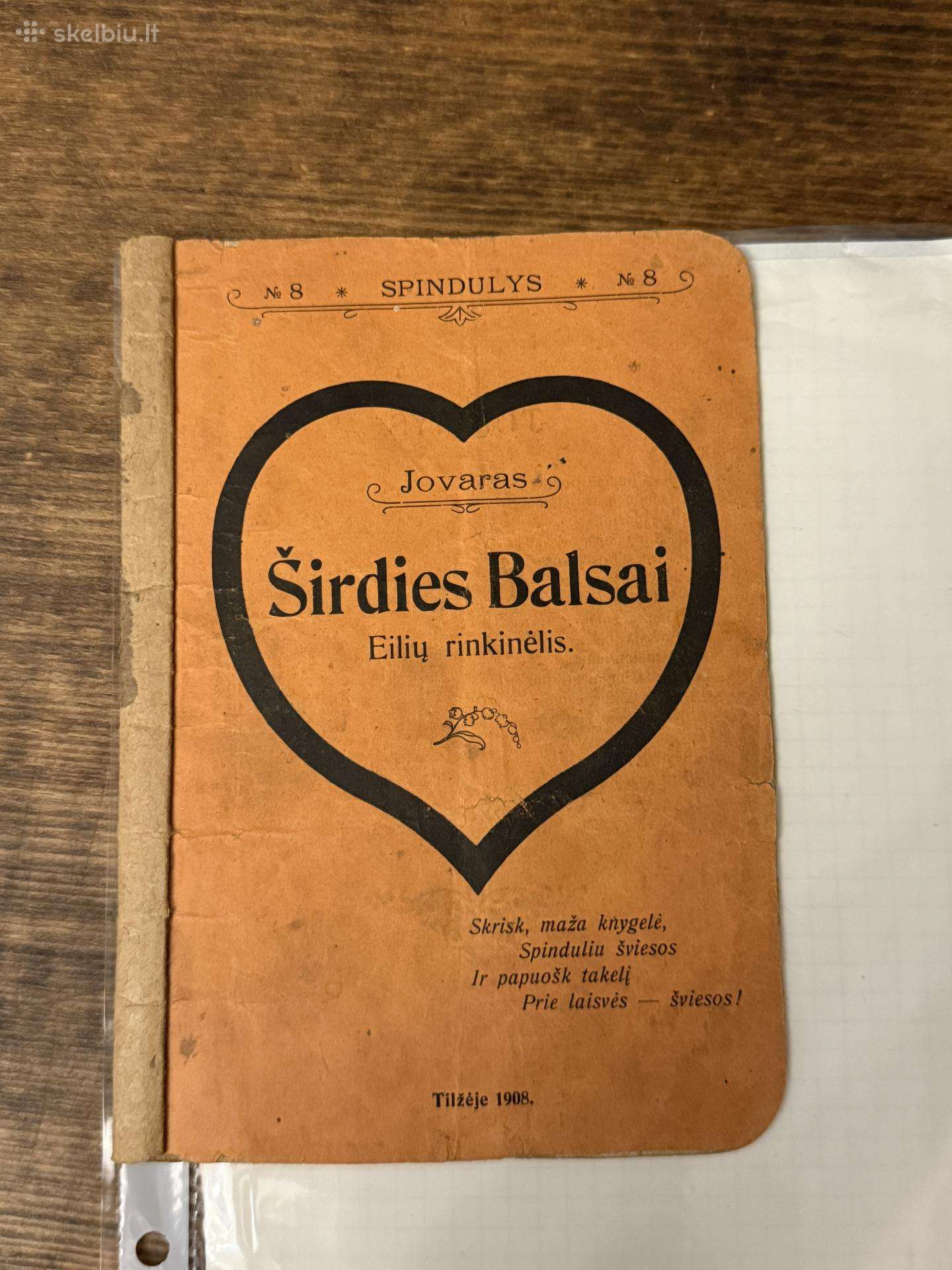 Širdies balsai 1908 m. Antikvarinė knyga