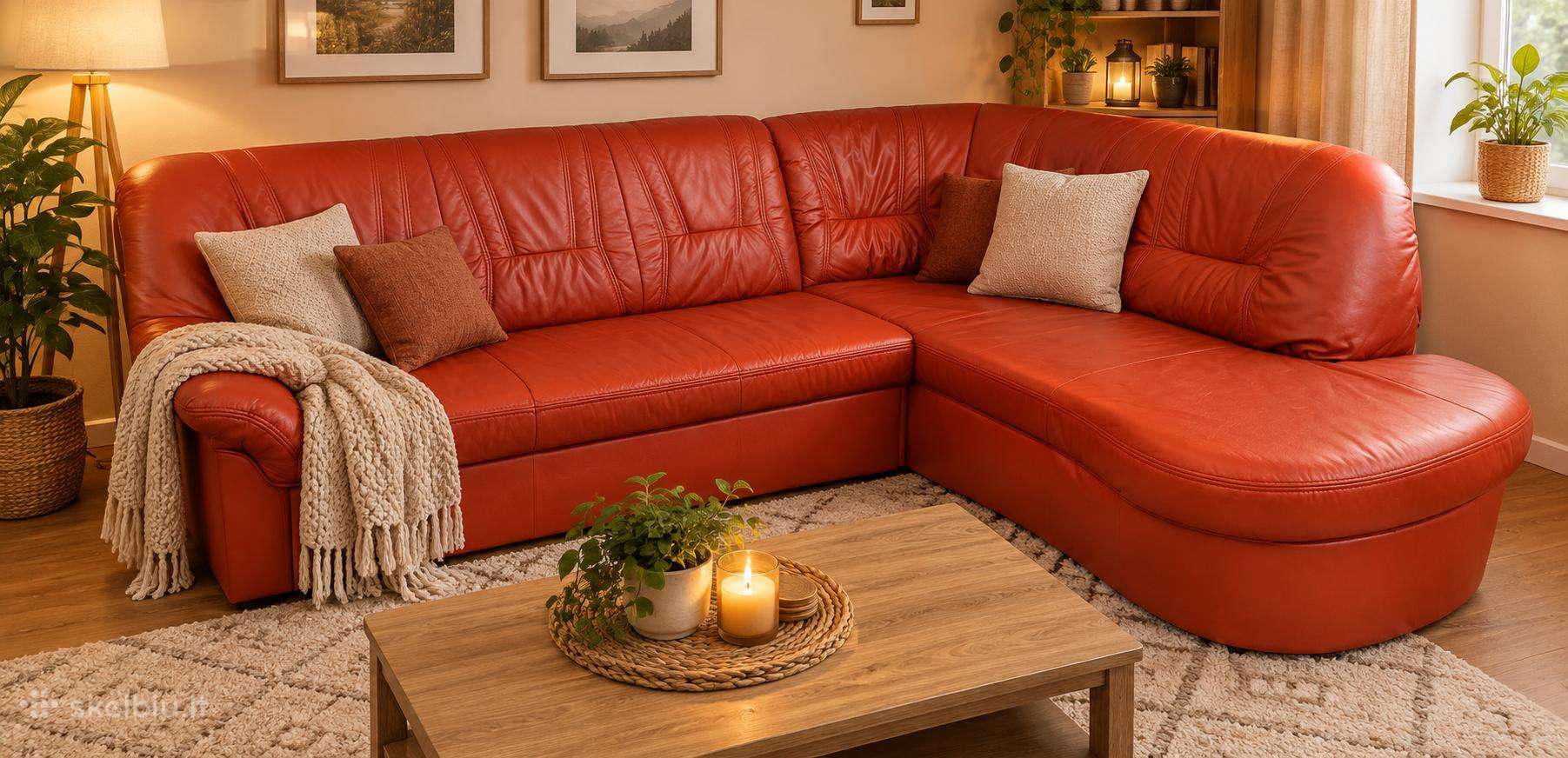 Naturalios odos kampas sofa lova