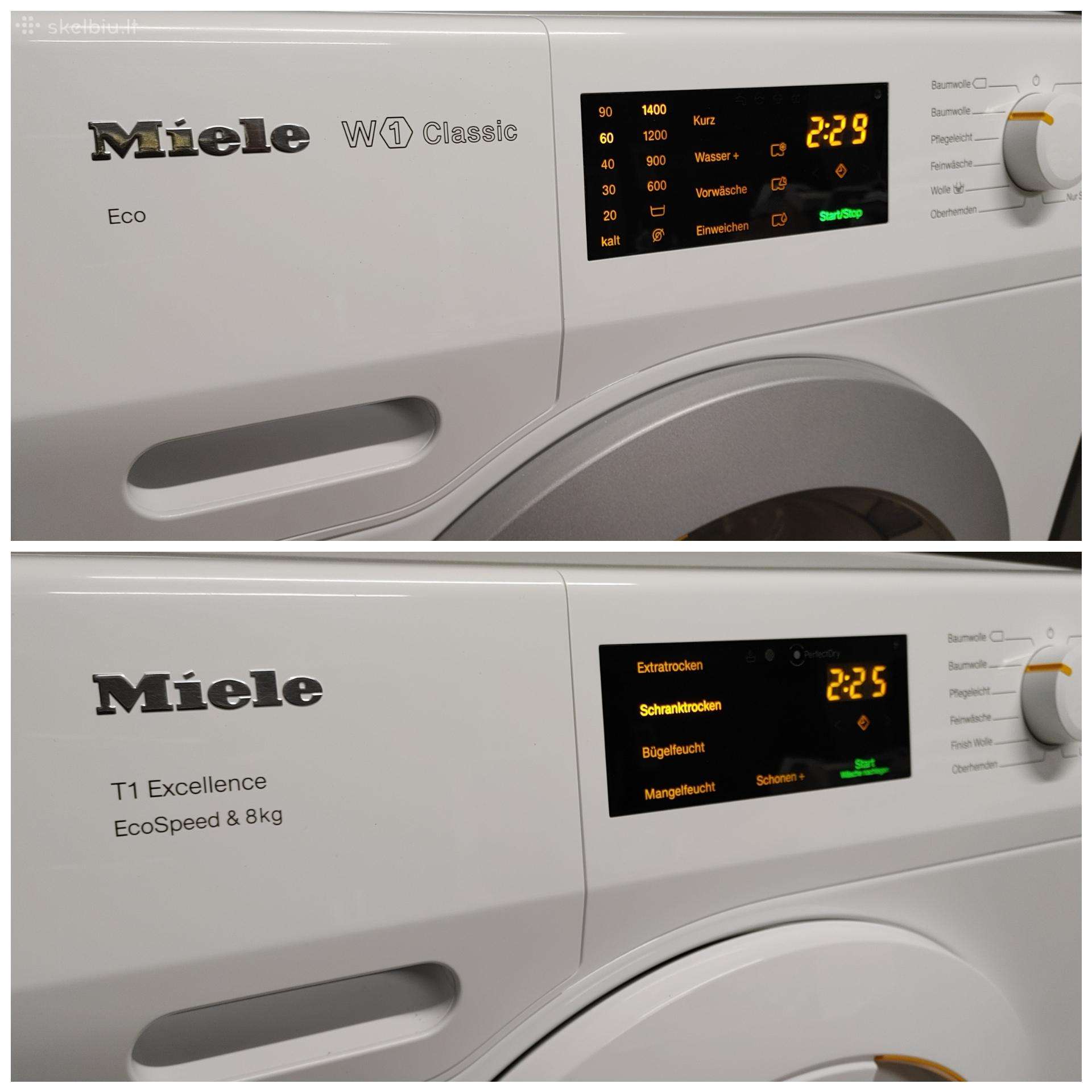Miele W1 ir T1 Classic Eco komplektas 8kg A+++