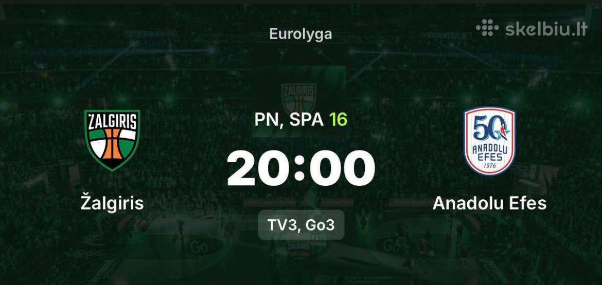 Parduodu Žalgiris Anadolu Efes 4 bilietai kartu
