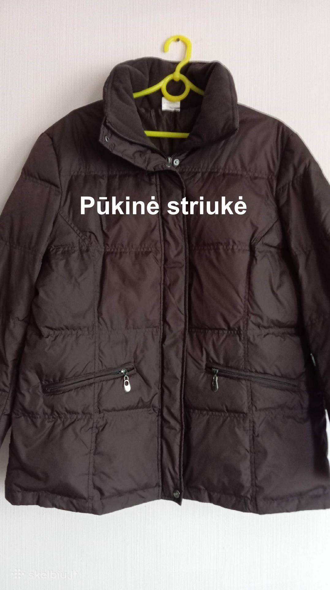 Pūkinė šokolado spalvos striukė (XXL / 44)