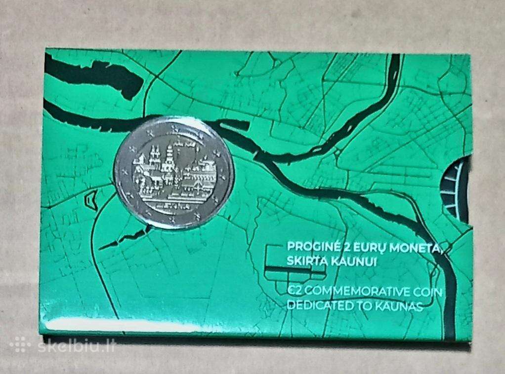 Kaunui skirta 2 Eur moneta kortelėje