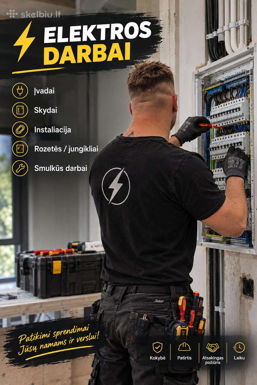 Atlieku elektros instaliacijos, remonto darbus.