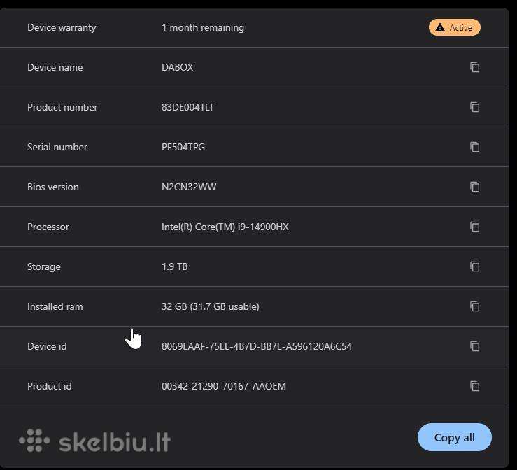 Naudotas Lenovo Legion Pro 7