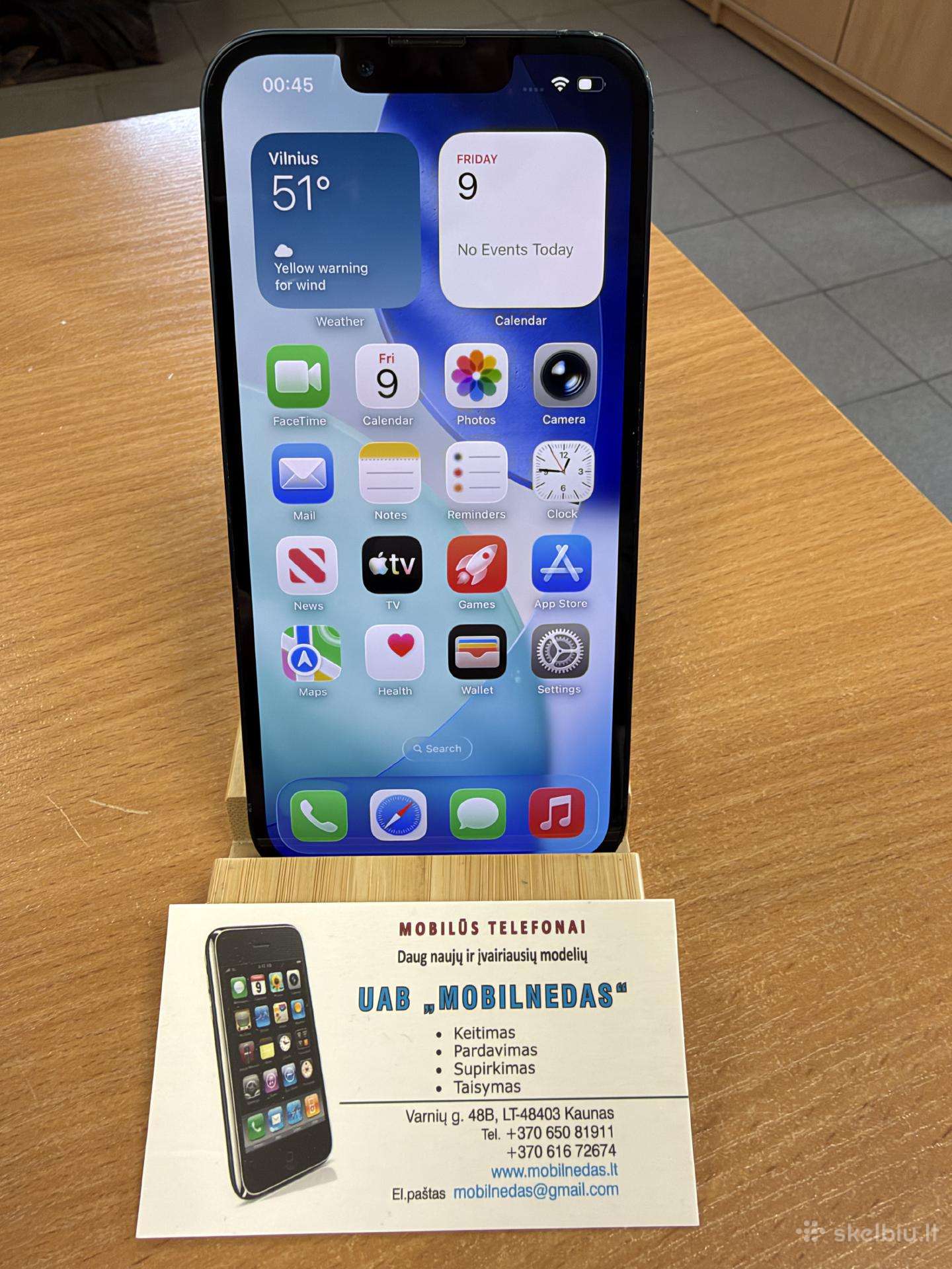 iPhone 13 Midnight 128gb Kaina 240eur
