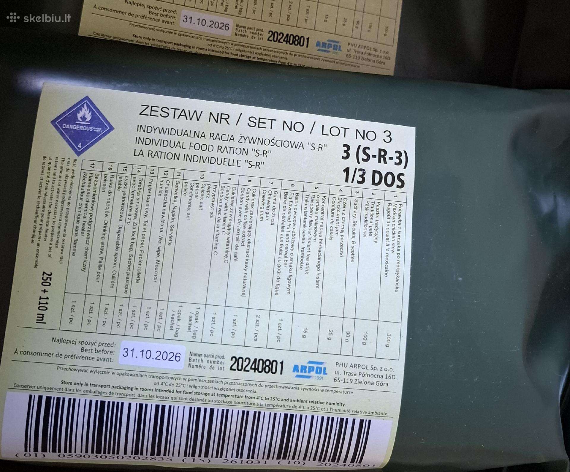 Lenkiškas Mre kariškas sausas davinys