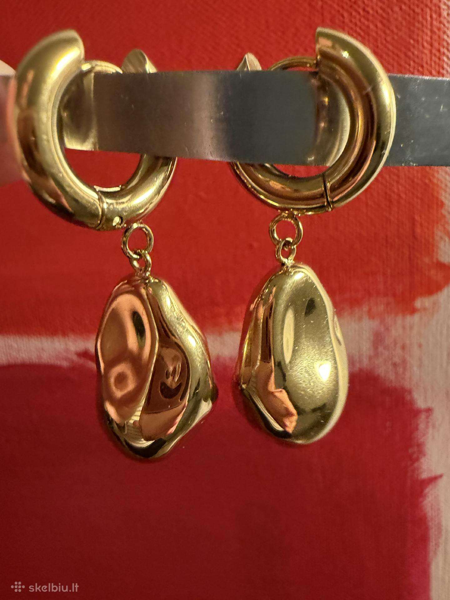 Liquid steel gold auskarai