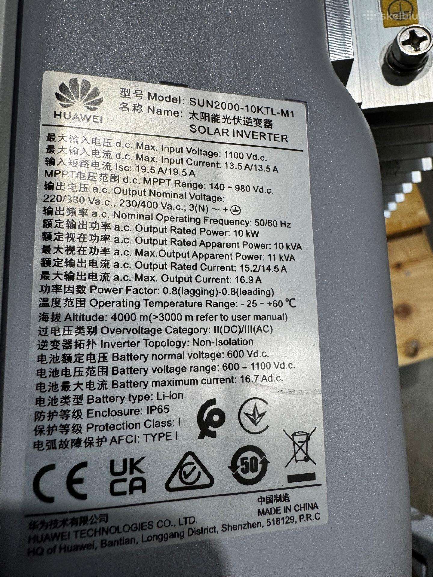 Trifazis inverteris Huawei Sun2000-10k