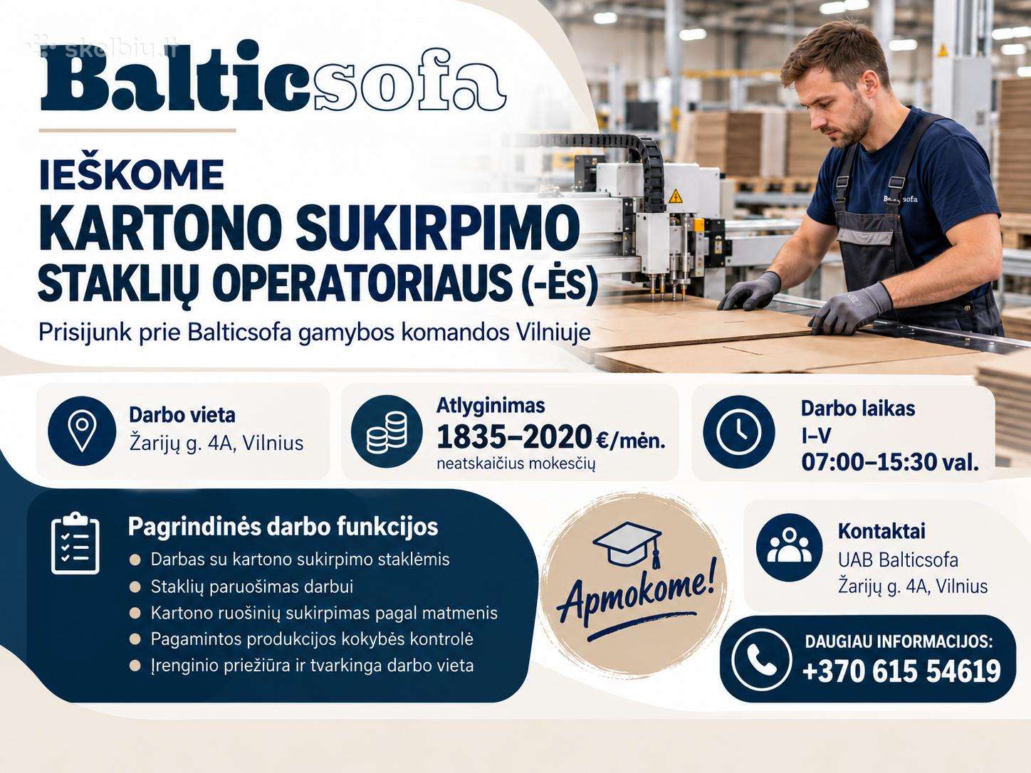 Kartono sukirpimo staklių operatorius (-ė)