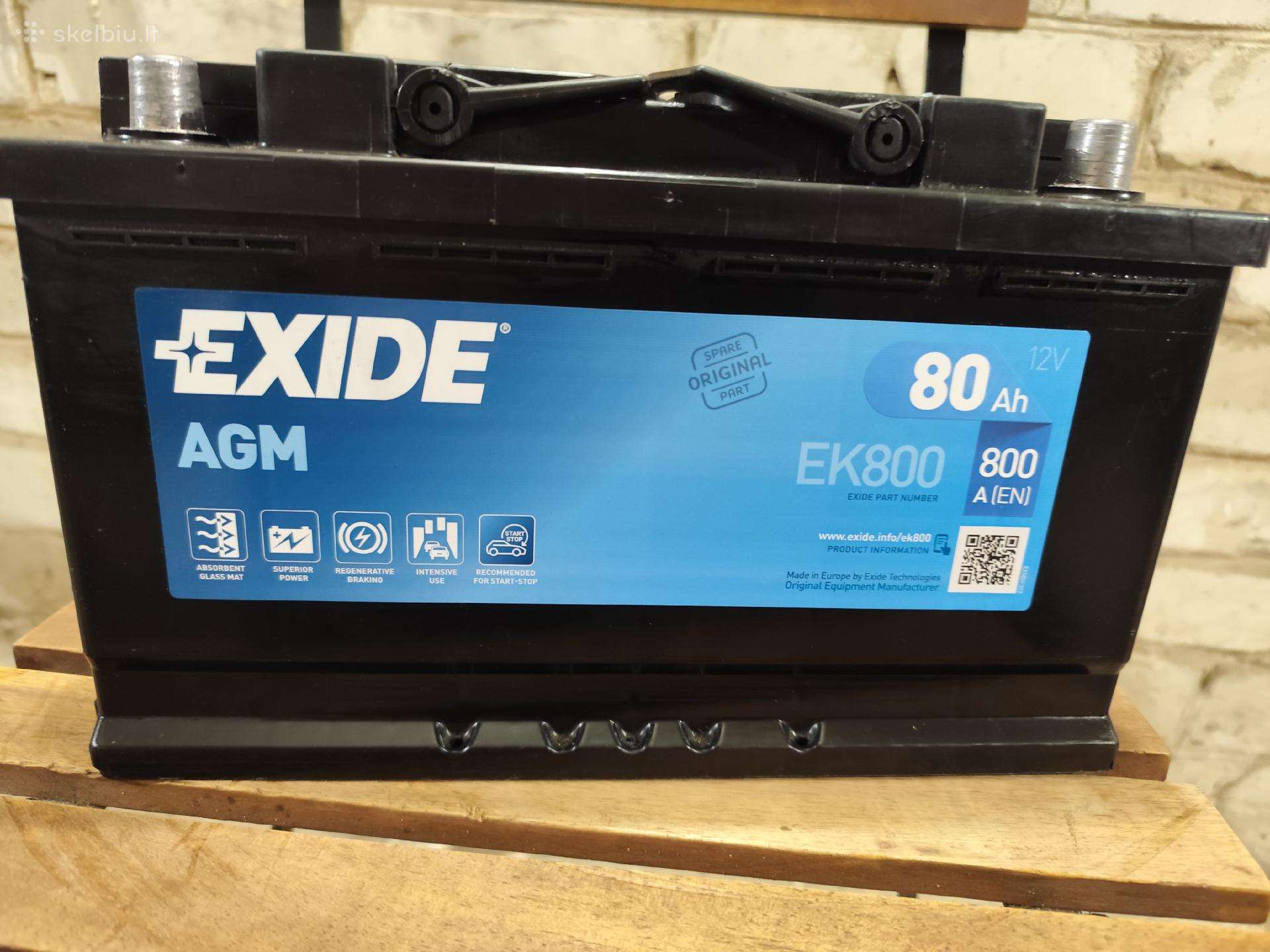 Exide Agm 80ah 800a (Ek800)