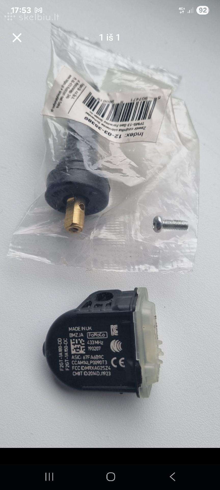 Ford padangu slegio davikliai Tpms