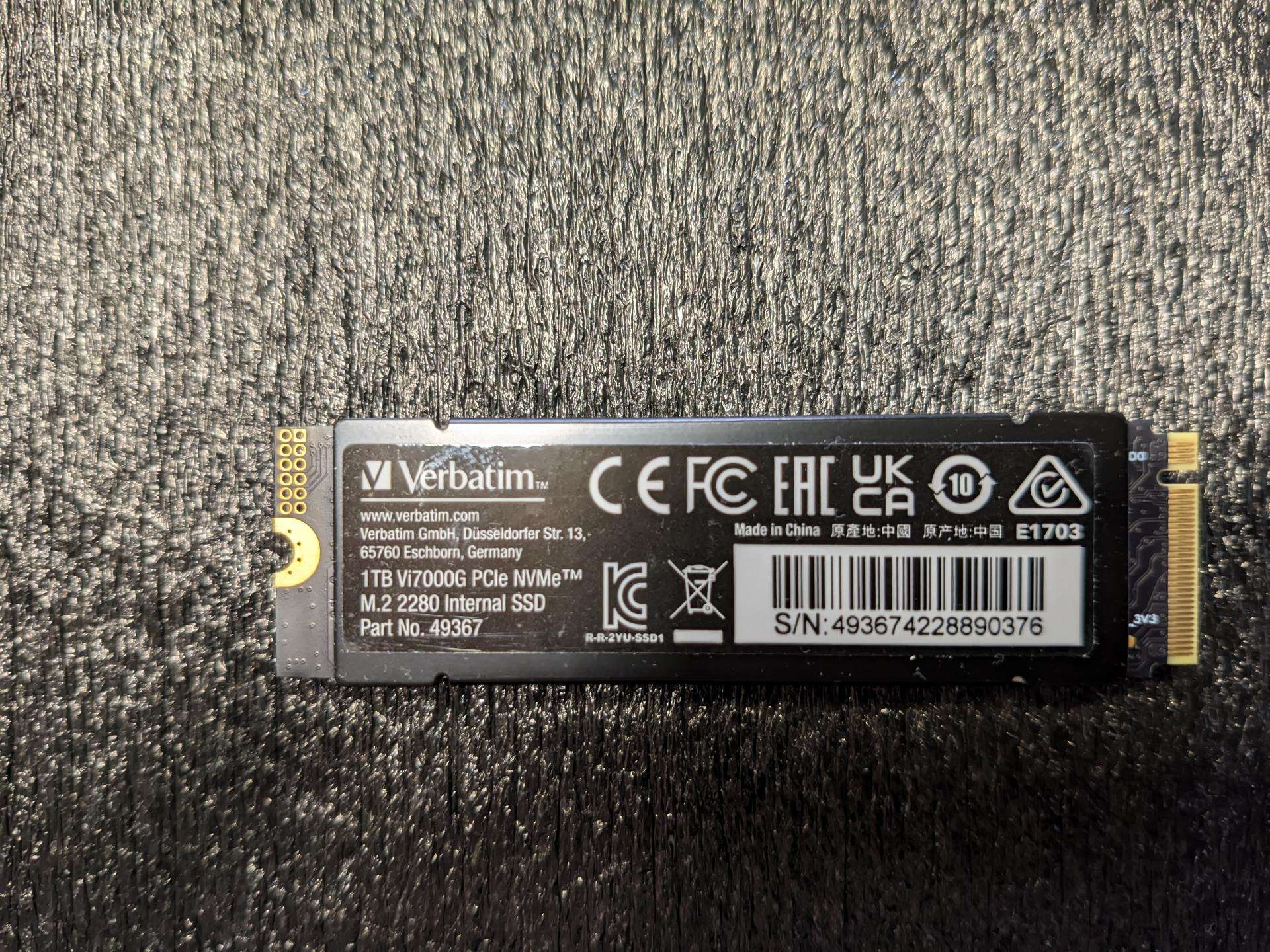 Verbatim Vi7000g Nvme M.2 SSD 1tb Pcie 4.0