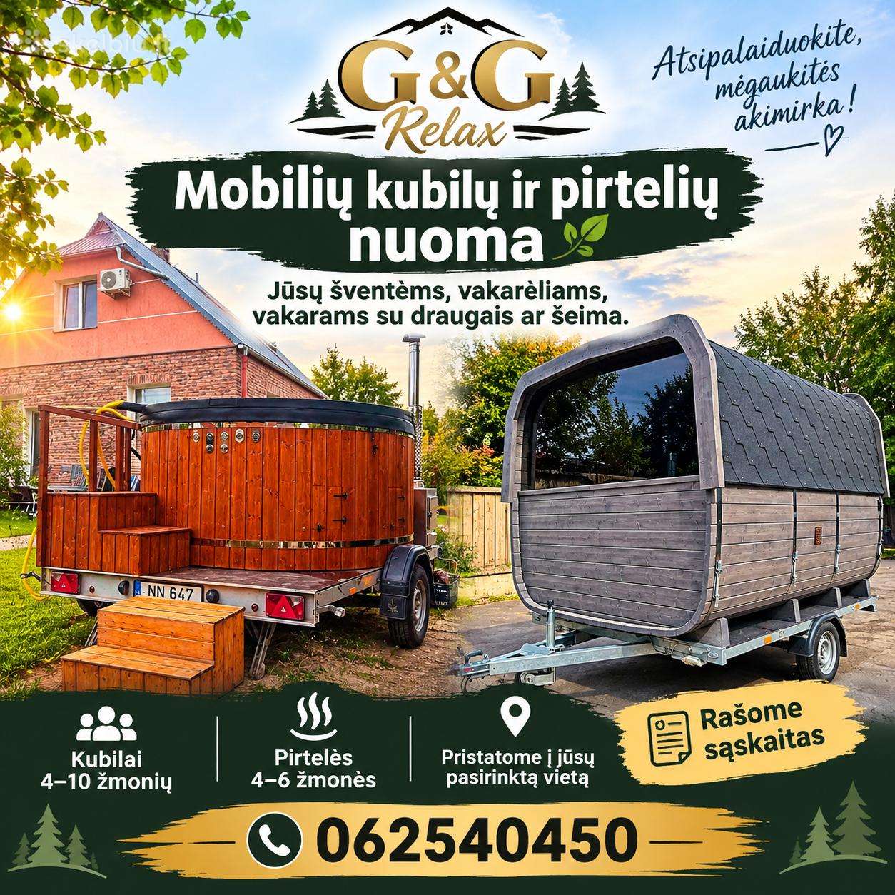 Mobilių pirčių ir kubilų nuoma