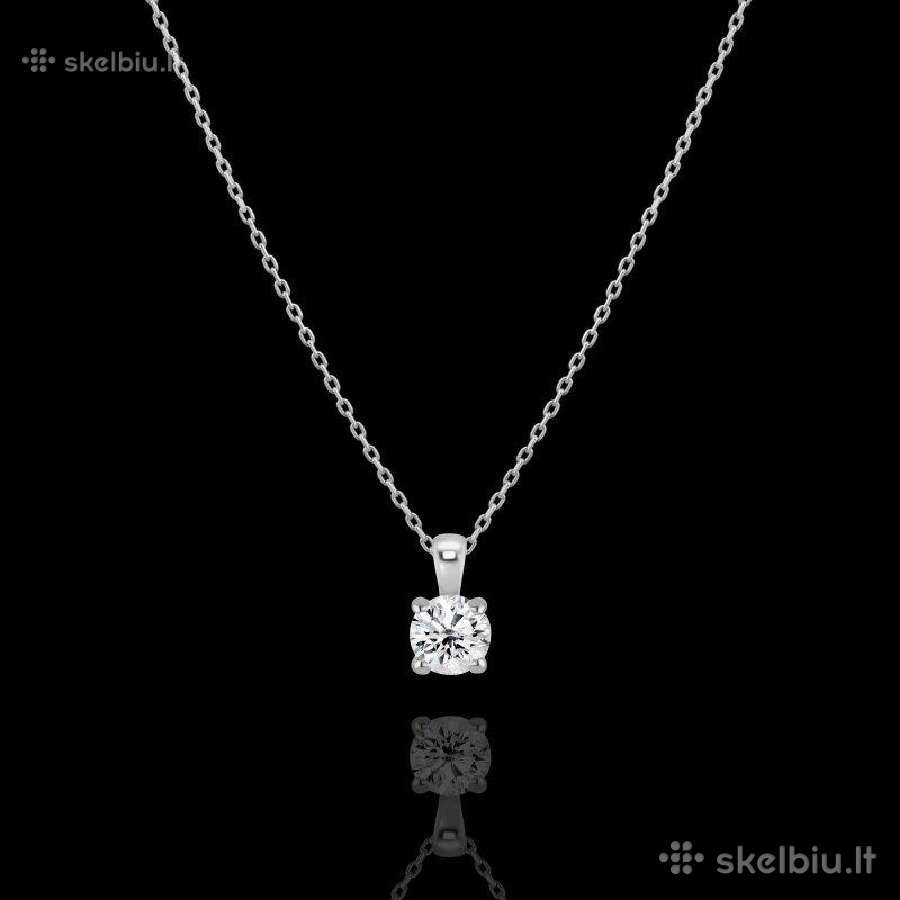 Balto Aukso Kaklo Papuošalas Su 0.62ct. Deimantu