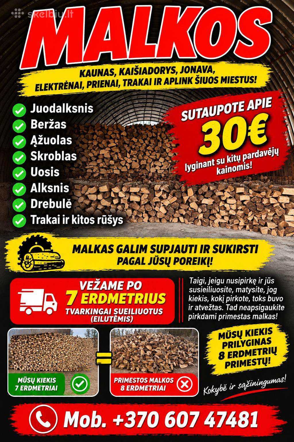 Malkos pigiau,beržas,juodalksnis,skroblas