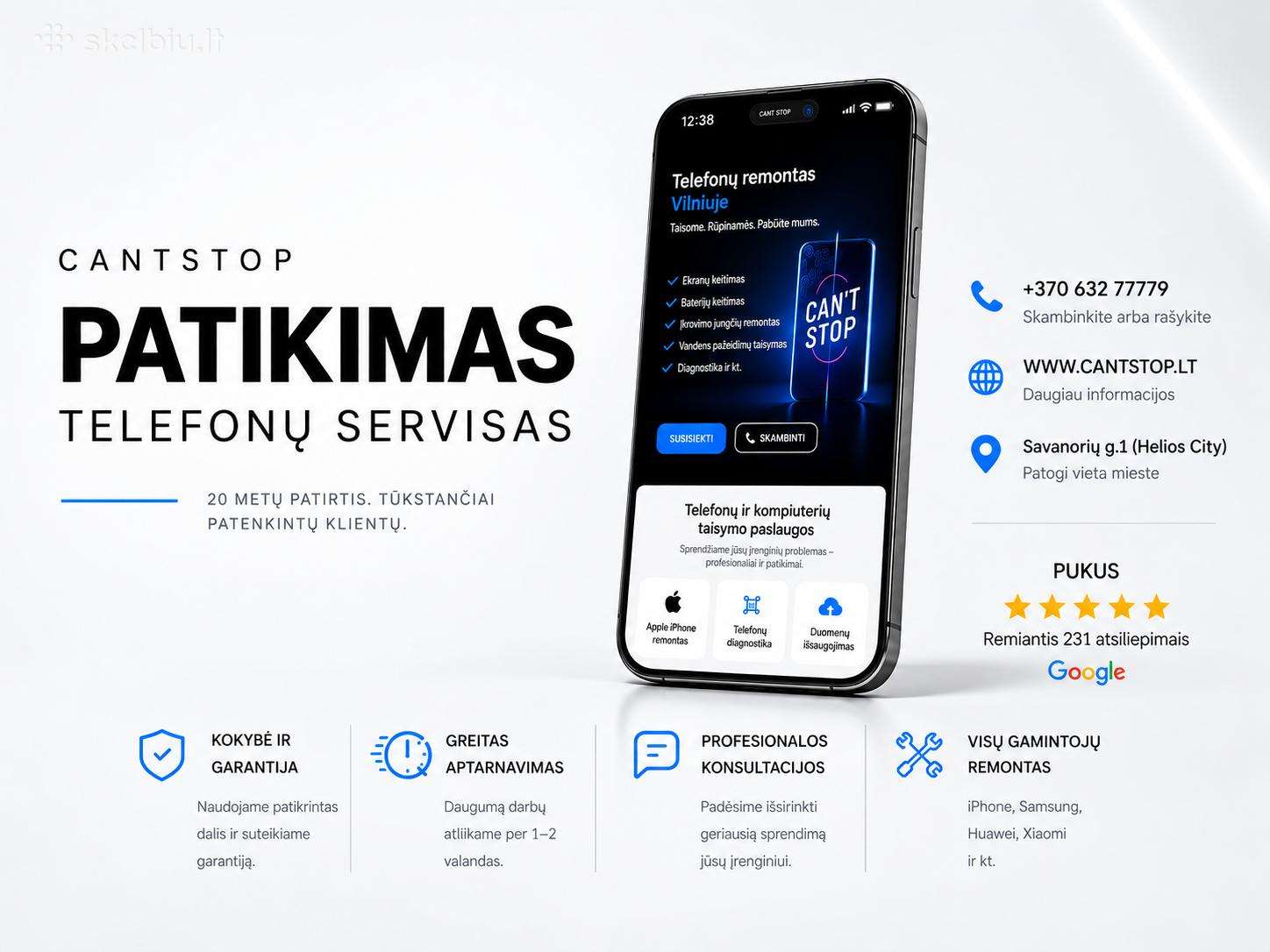 Apple iPhone, Samsung, Xiaomi telefonų remontas!