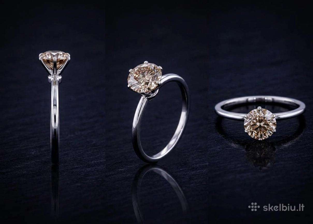 Prabangus aukso žiedas su dideliu 1.0 ct deimantu