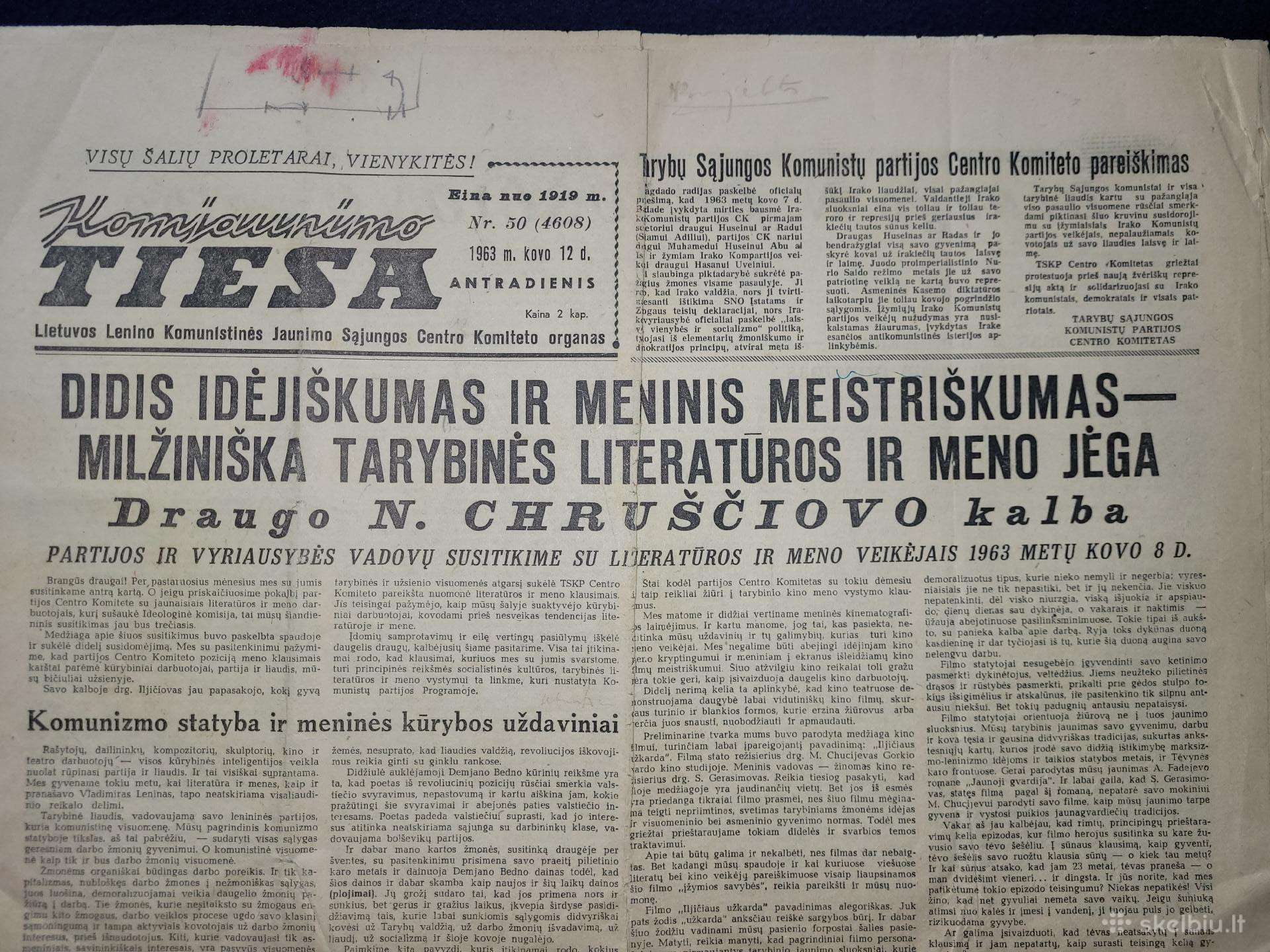 Komjaunimo Tiesa 1963. Chruščiovo kalba