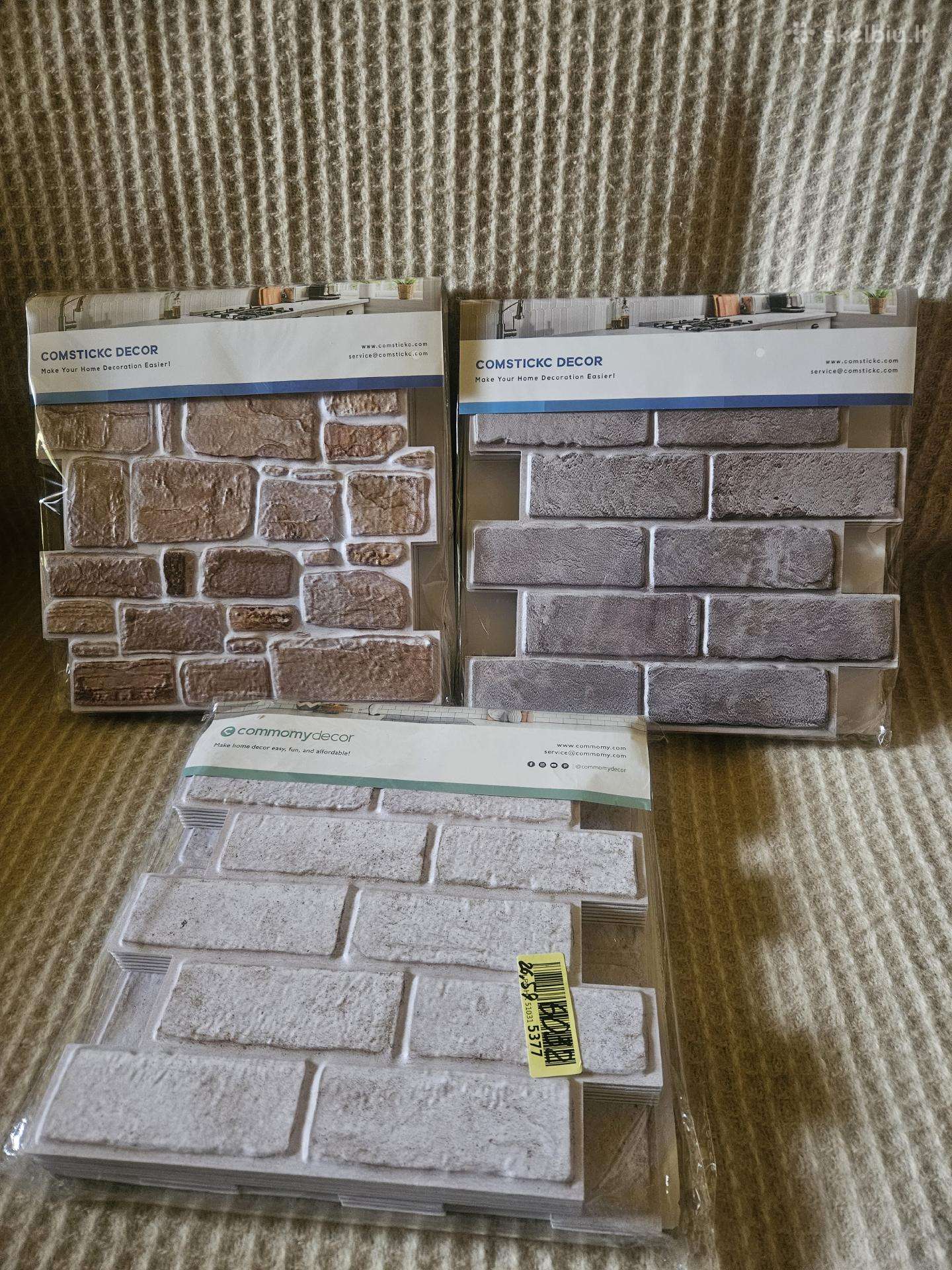 Lipnios 3D plytų imitacijos sienų lapai po 10 vnt