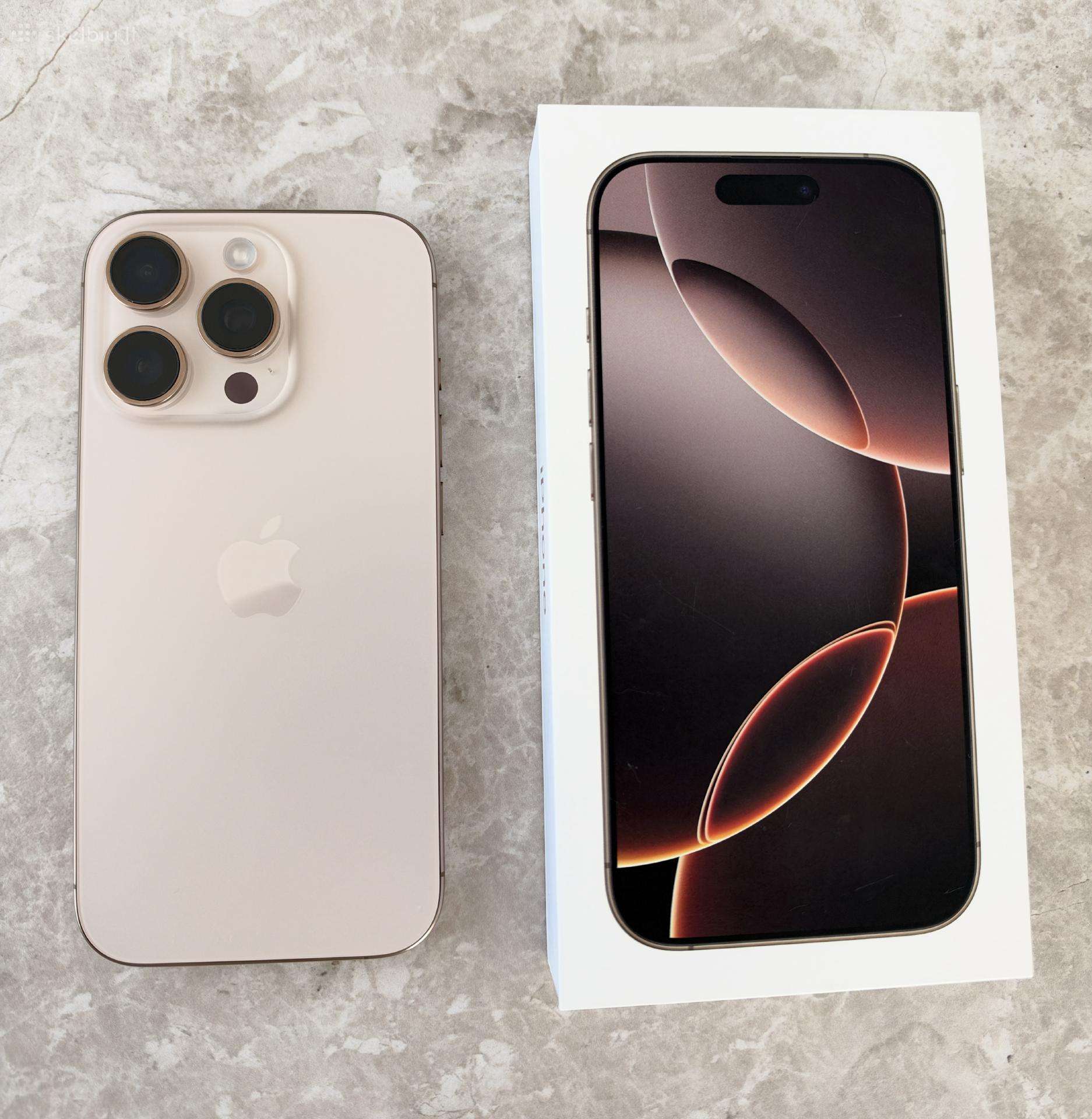 Idealios būklės iPhone 16 Pro 256gb Deserttitanium