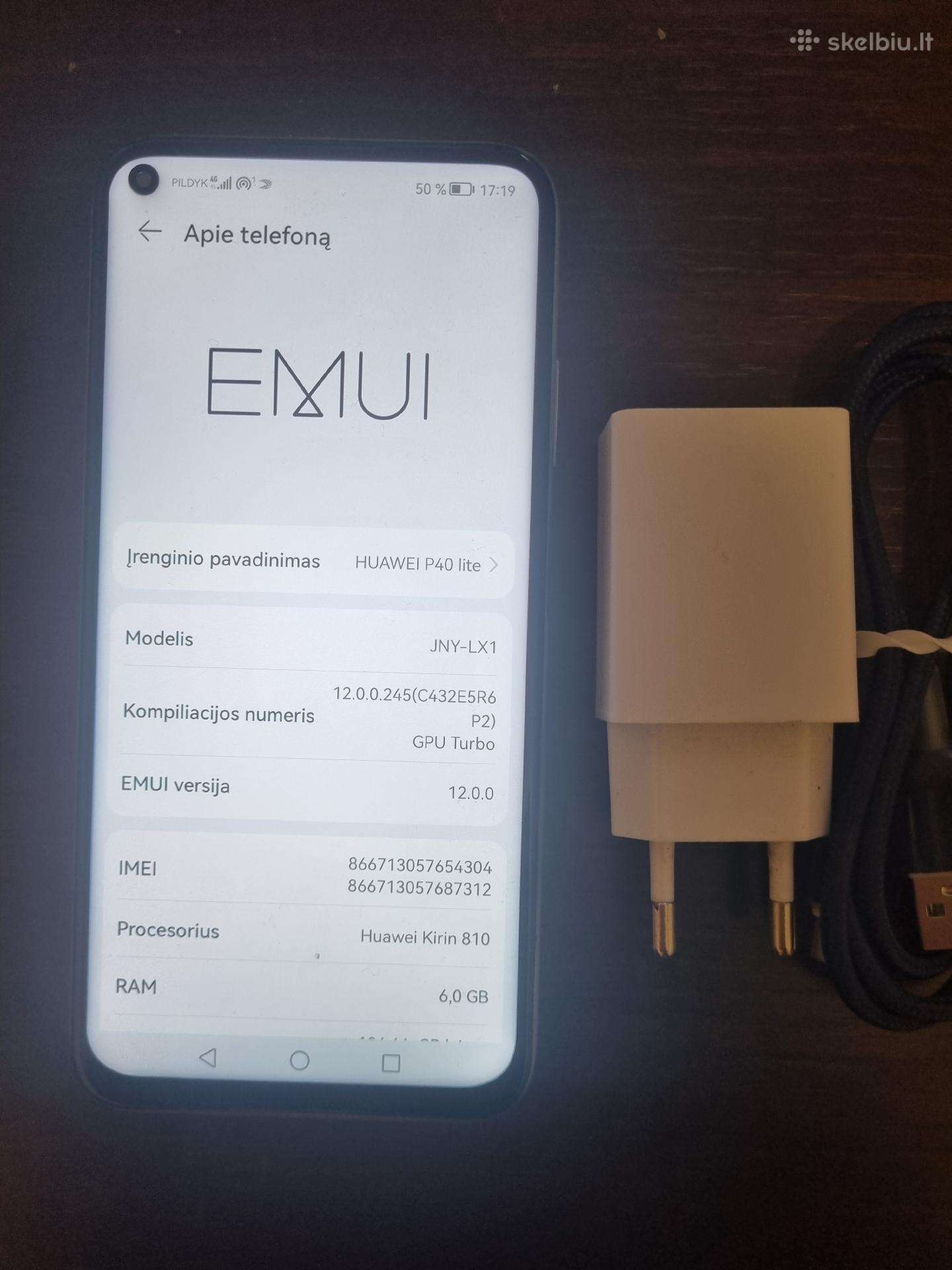 Parduodamas Huavei P40 Lite,priedai pakrovejas.