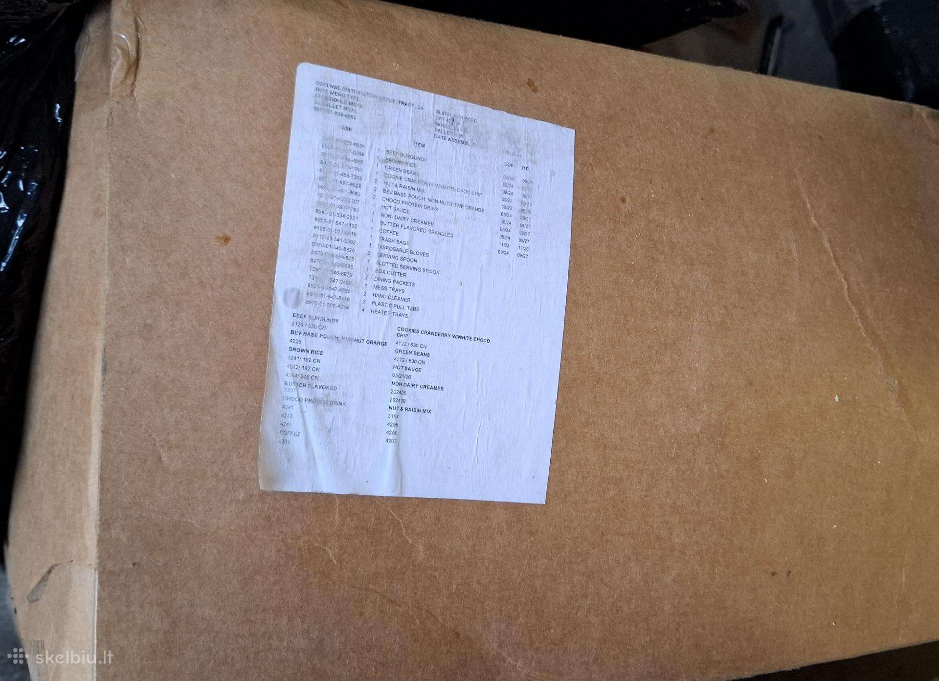 JAV karinių pajėgų 18 vnt. sausi maisto daviniai