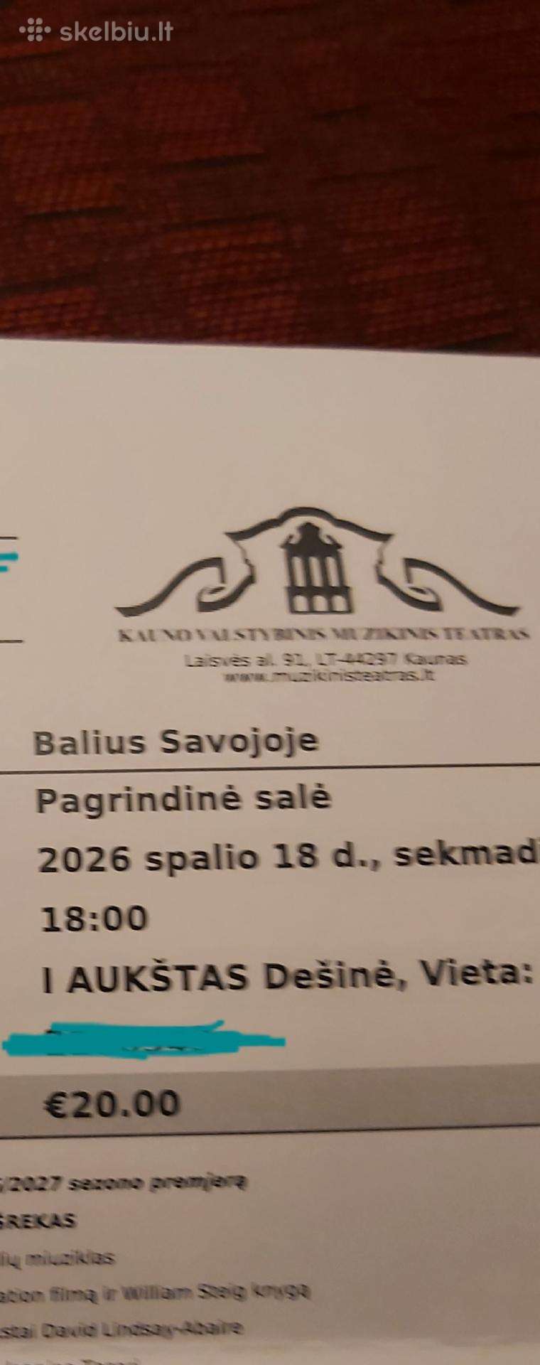 2 bilietai spalio 18 d į "Balius Savojoje"