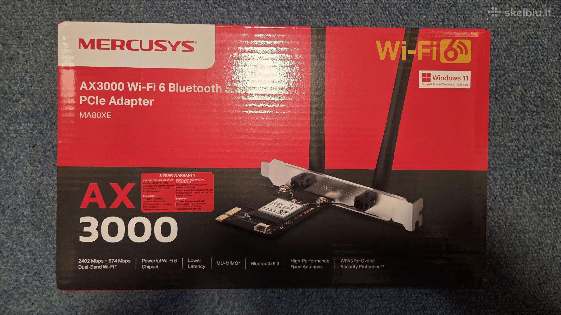 WiFi Bluetooth pcie korta Mercusys Ax3000
