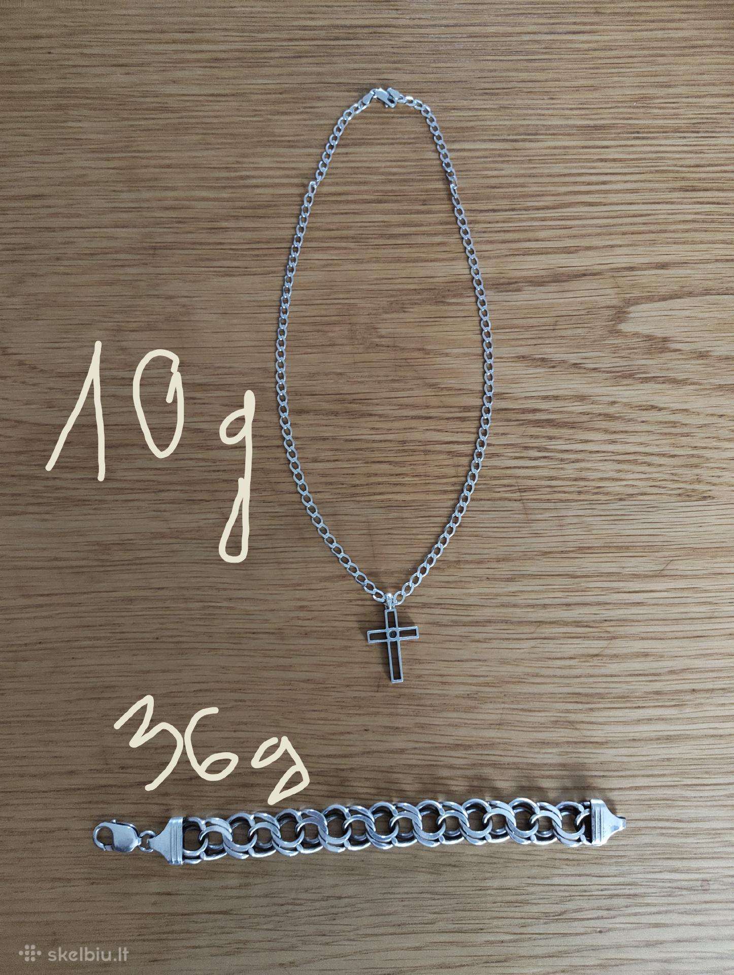 925 Sidabro grandinė ir grandinele ant kaklo