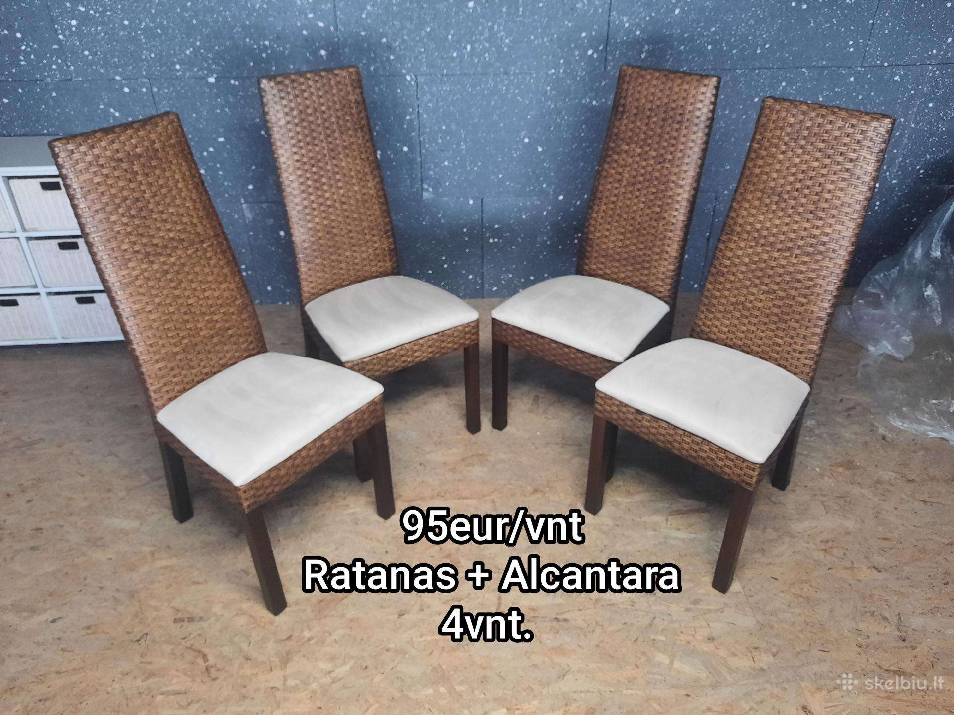 4 Rudos Ratano Kėdės iš Danijos
