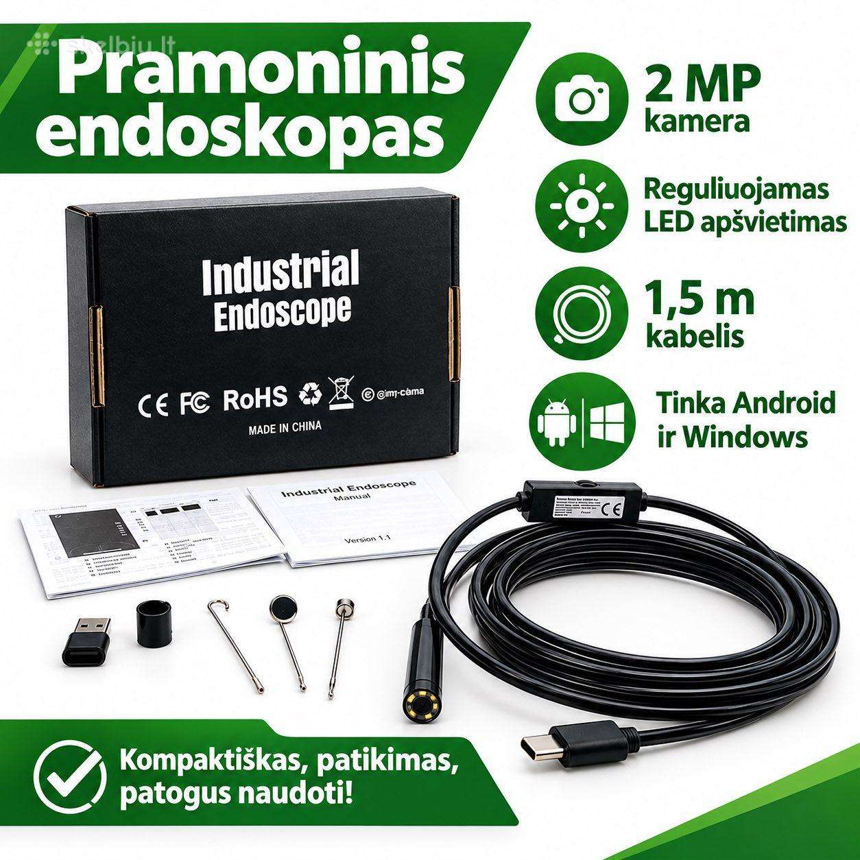 Automobilinis ir buitinis endoskopas