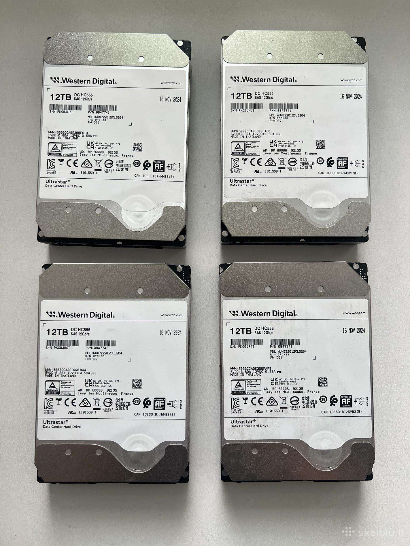 Serveriniai Sas HDD: 12tb Hc555, 2tb, 1.2tb 10k