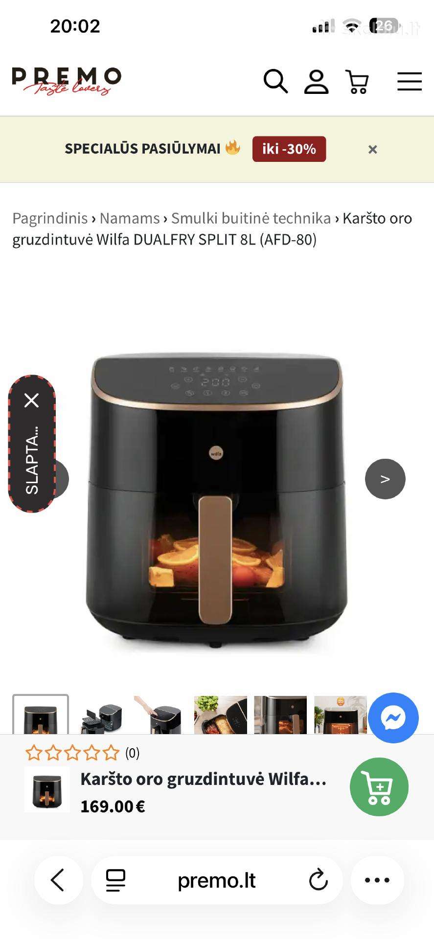 Karsto oro gruzdintuve Dualfry 8 L Split