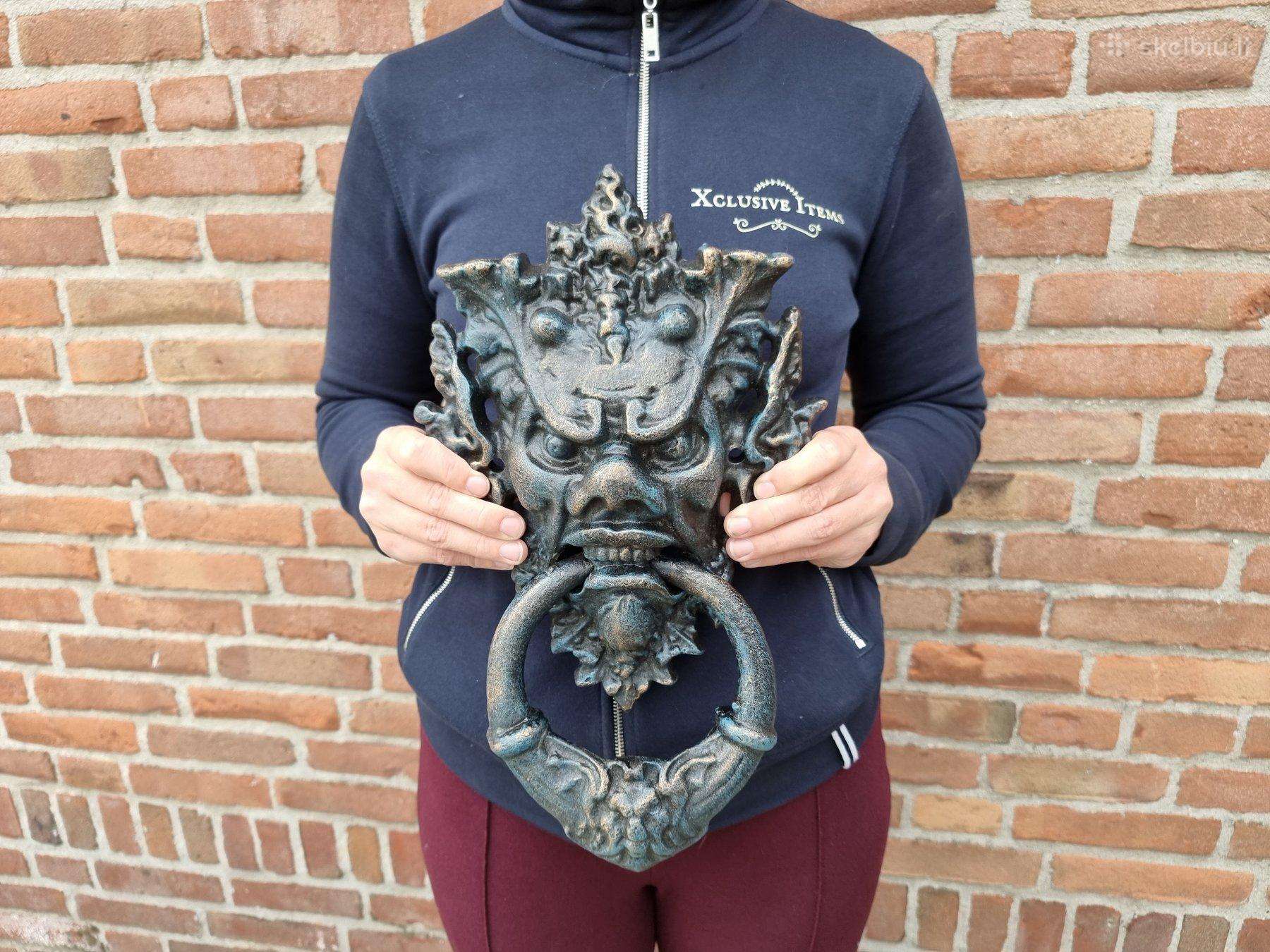 Unikalus XL sunkus geležinis durų beldiklis 36 cm