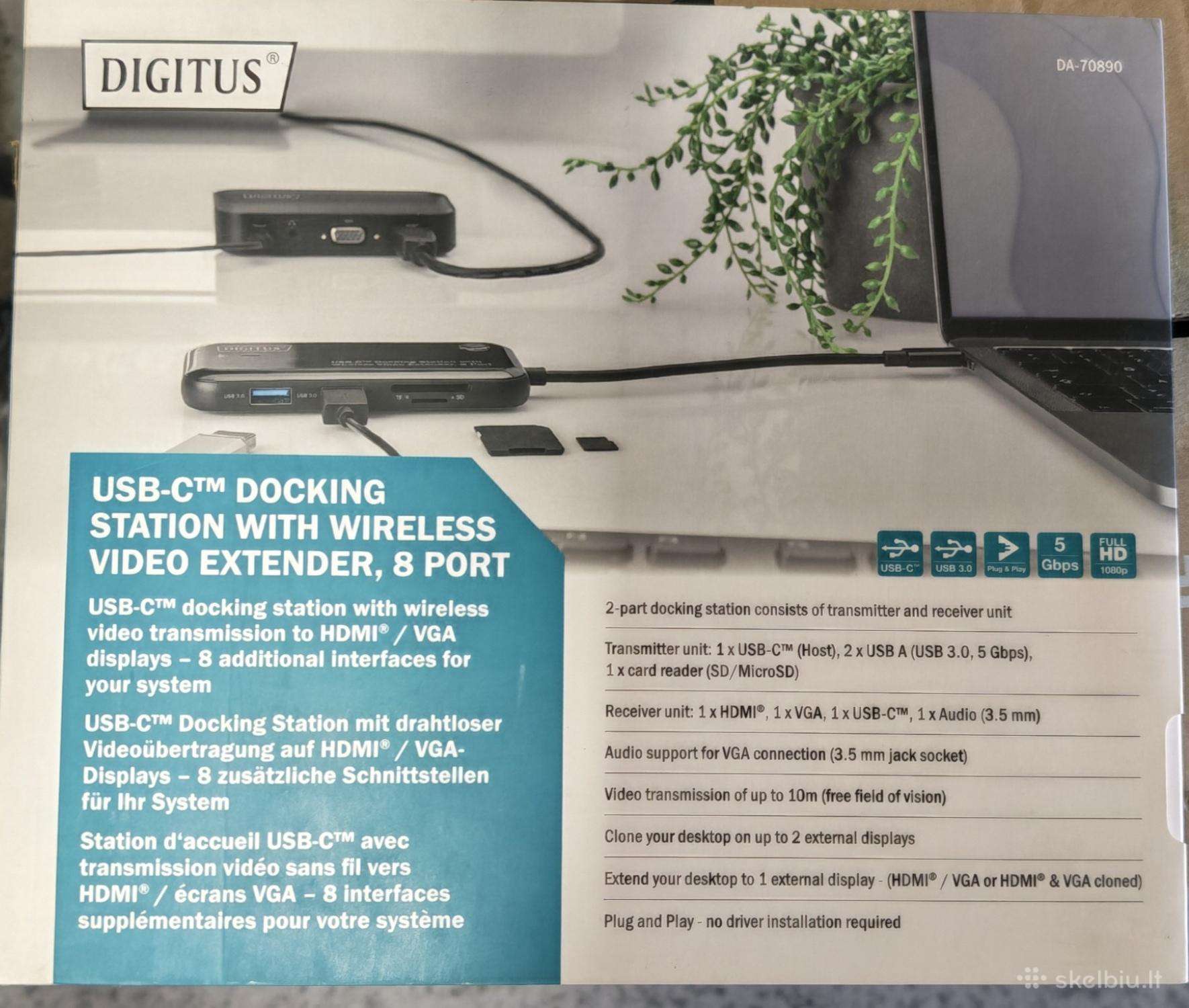 Digitus Usbc dokas su belaidžiu vaizdo siųstuvu