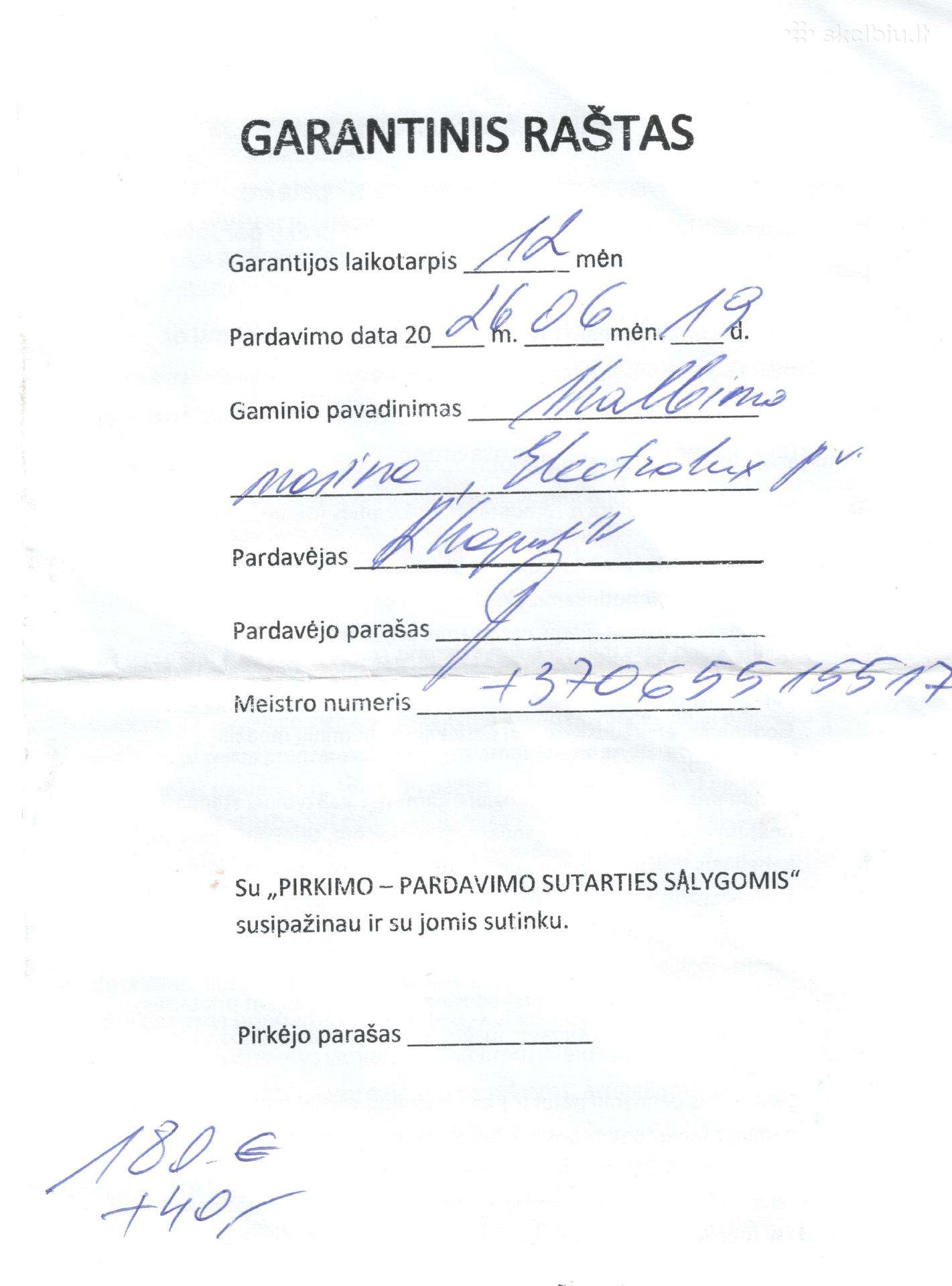 Parduodama skalbimo mašina Electrolux