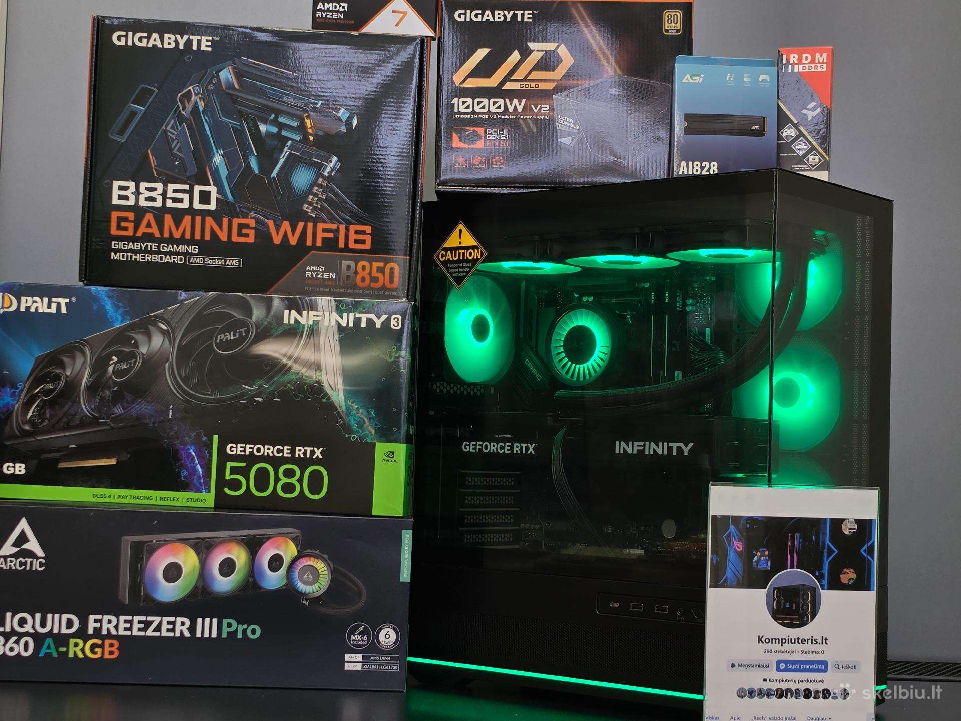 Ryzen 7 9800x3d, Rtx 5080 kompiuteris, 32gb, 2tb