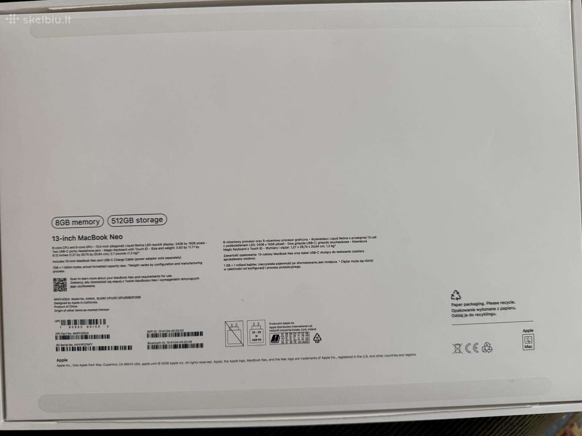 Apple MacBook Neo 512gb Silver