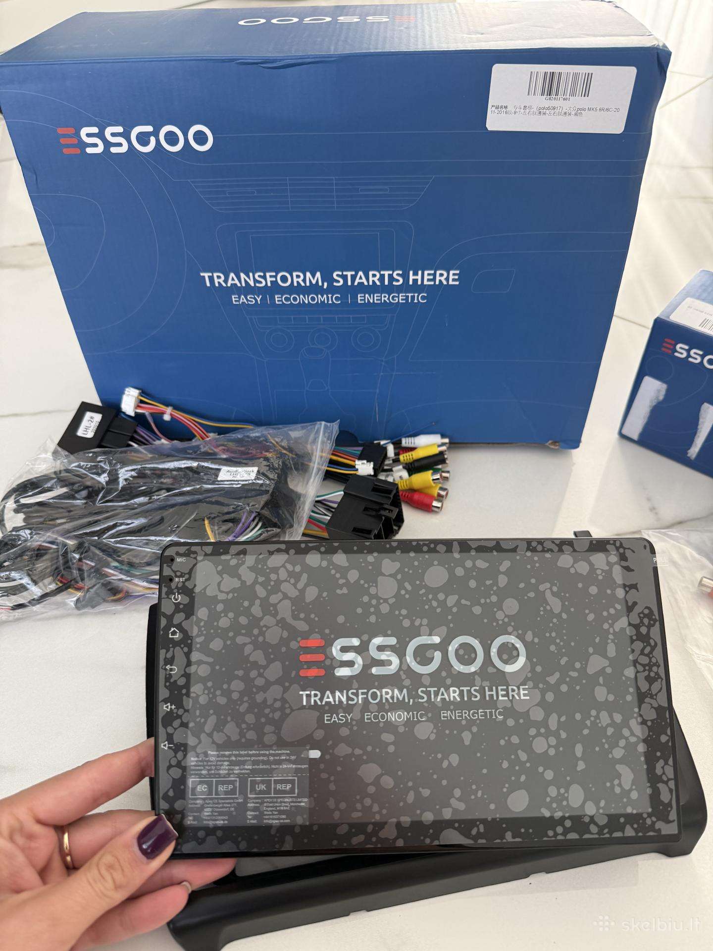 Essgoo automobilinė multimedija su ekranu laidai
